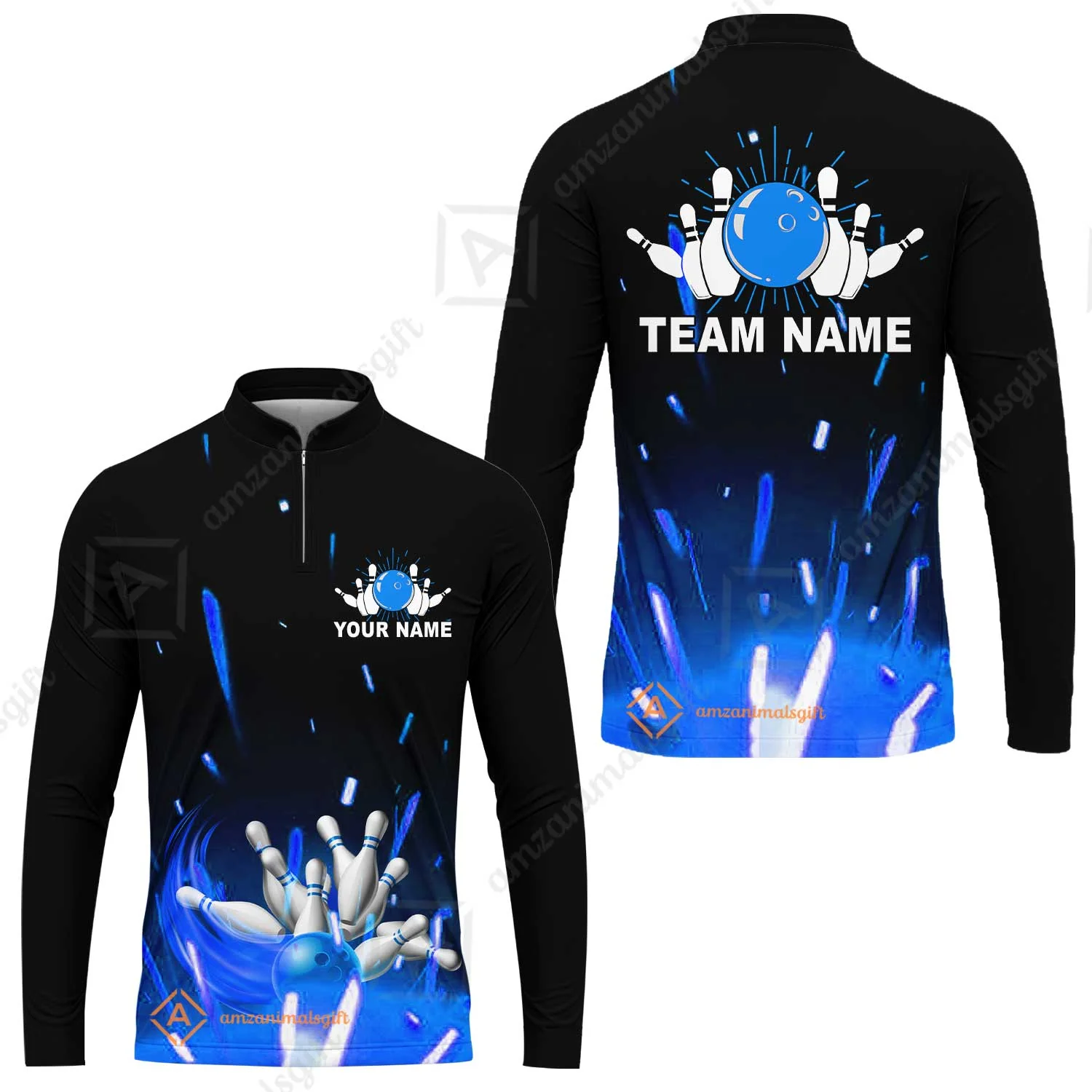 Custom Bowling Team Jerseys Polo Shirts, Bowling uniforms Flame Bowling Ball And Pins Short Sleeve Polo For Men Women Bowlers - Image 43