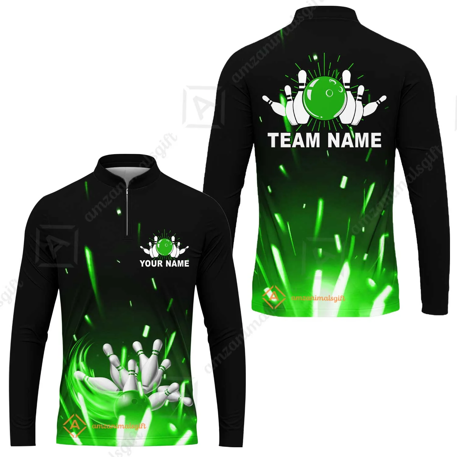 Custom Bowling Team Jerseys Polo Shirts, Bowling uniforms Flame Bowling Ball And Pins Short Sleeve Polo For Men Women Bowlers - Image 44