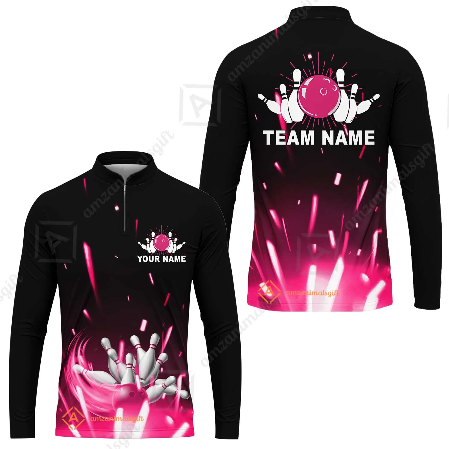 Custom Bowling Team Jerseys Polo Shirts, Bowling uniforms Flame Bowling Ball And Pins Short Sleeve Polo For Men Women Bowlers - Image 45