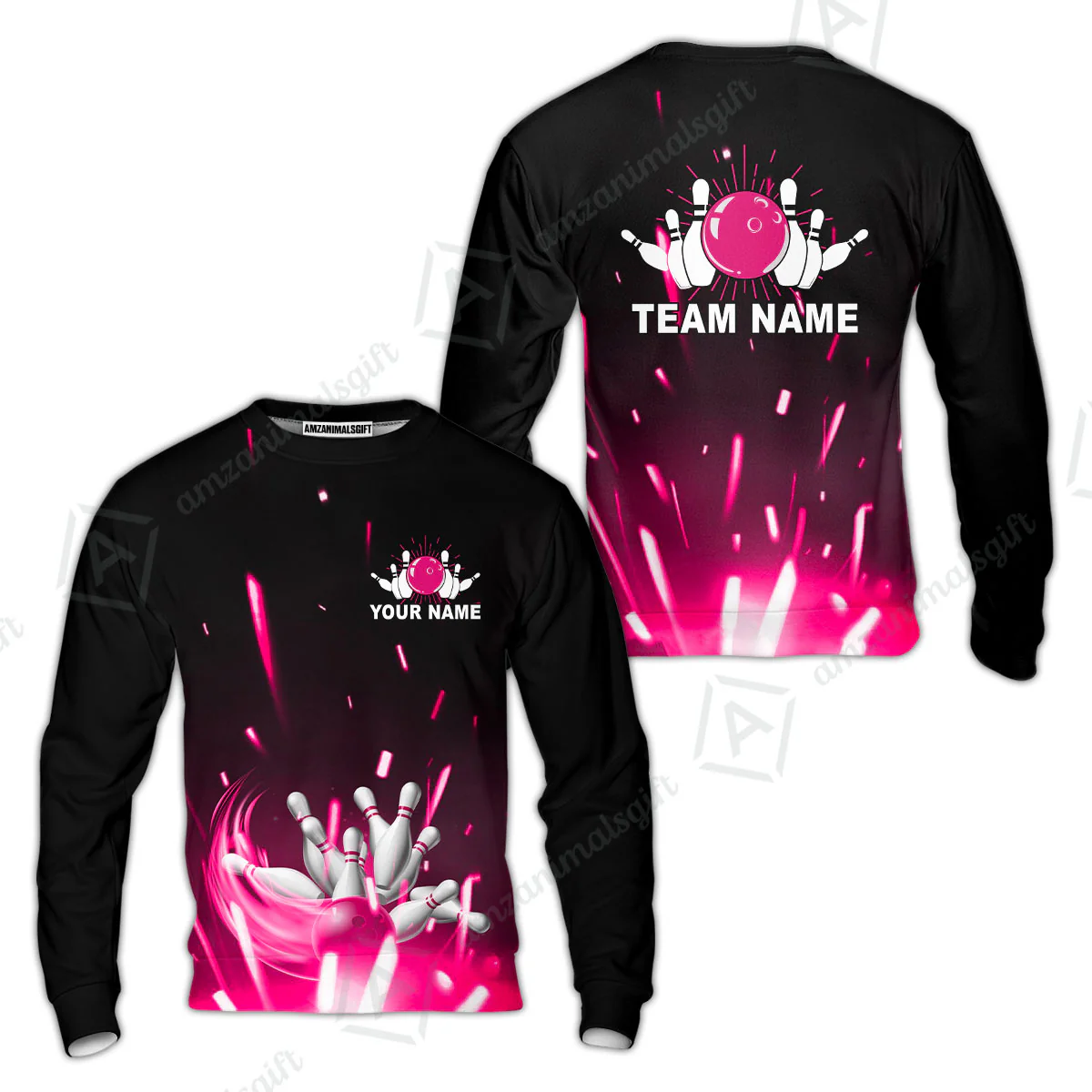Custom Bowling Team Jerseys Polo Shirts, Bowling uniforms Flame Bowling Ball And Pins Short Sleeve Polo For Men Women Bowlers - Image 49