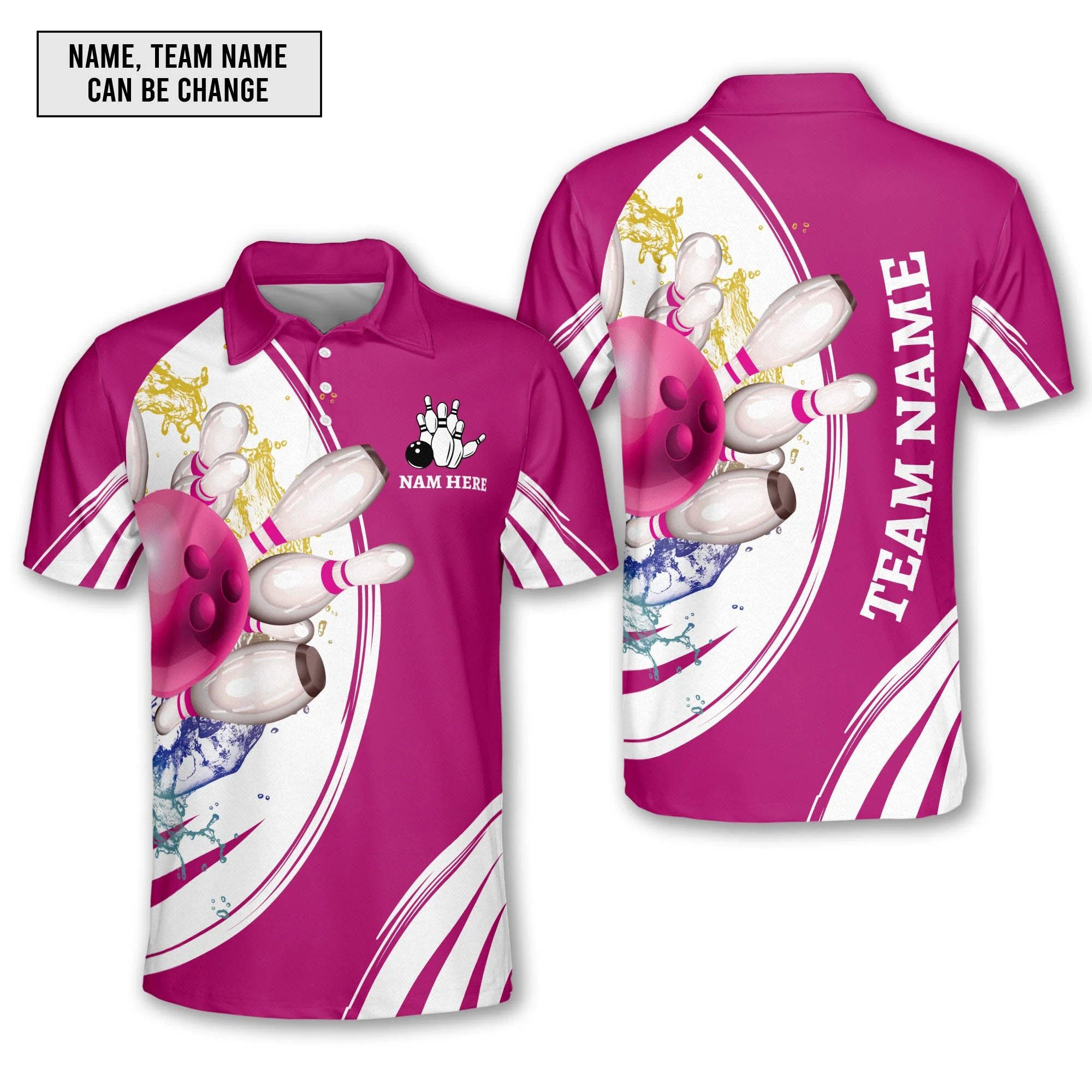 Custom Bowling Team Jerseys, Custom Cyan Red Blue Bowling Uniforms Jerseys, Personalized Name And Team Name - Image 6