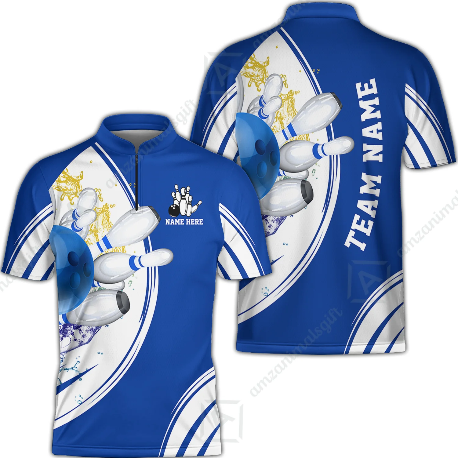 Custom Bowling Team Jerseys, Custom Cyan Red Blue Bowling Uniforms Jerseys, Personalized Name And Team Name - Image 8