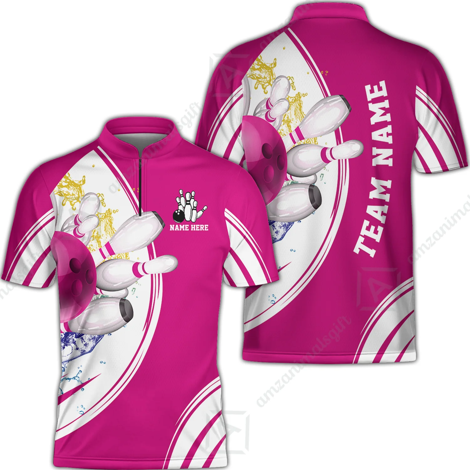 Custom Bowling Team Jerseys, Custom Cyan Red Blue Bowling Uniforms Jerseys, Personalized Name And Team Name - Image 9
