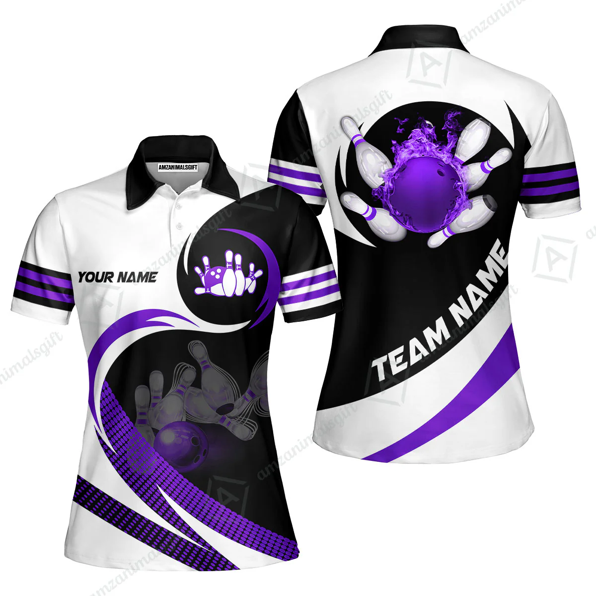 Custom Bowling Team Jersey Shirts, Custom Flame Ball Bowling Uniforms Unisex Polo, Multi Colors Personalized Name And Team Name - Image 10