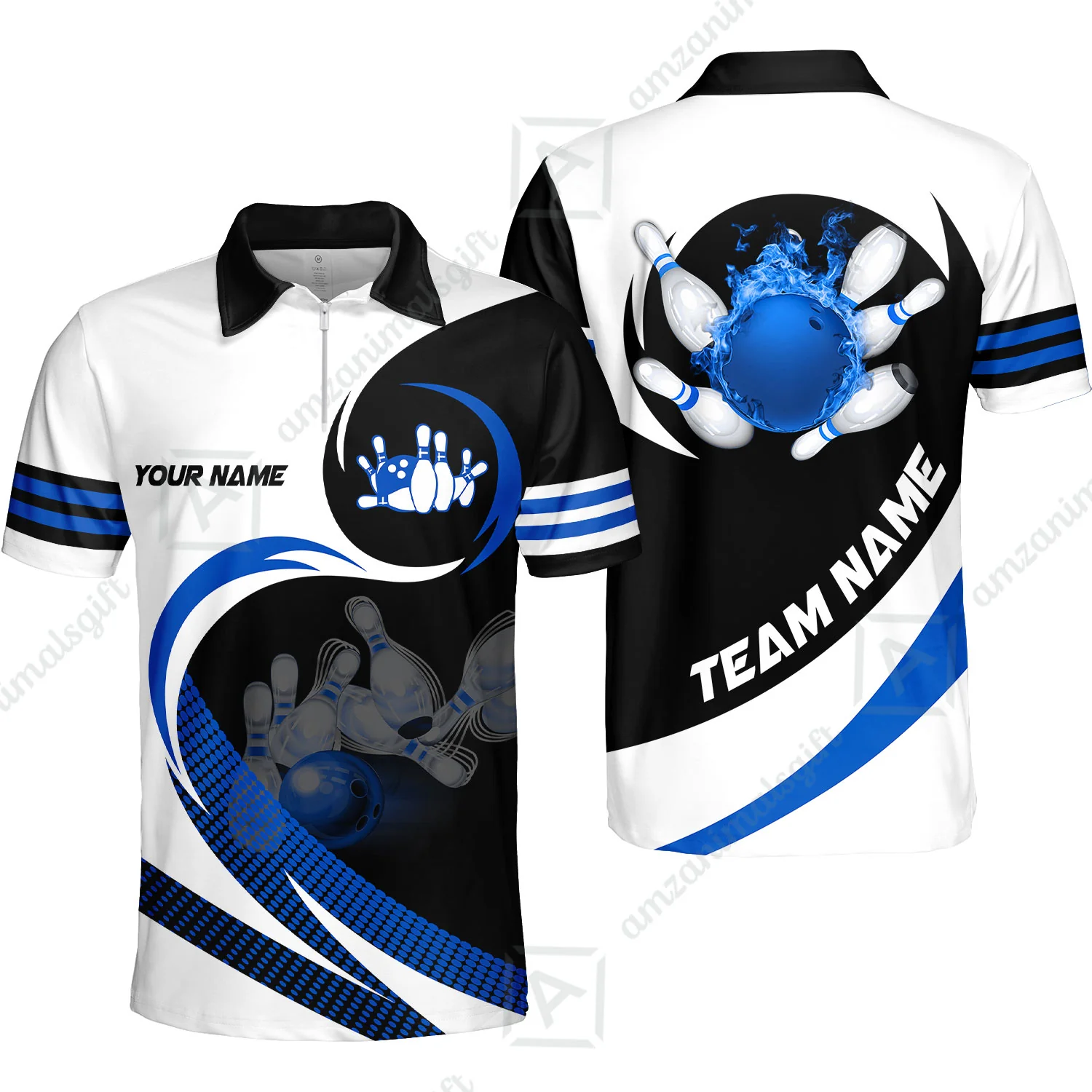 Custom Bowling Team Jersey Shirts, Custom Flame Ball Bowling Uniforms Unisex Polo, Multi Colors Personalized Name And Team Name - Image 12