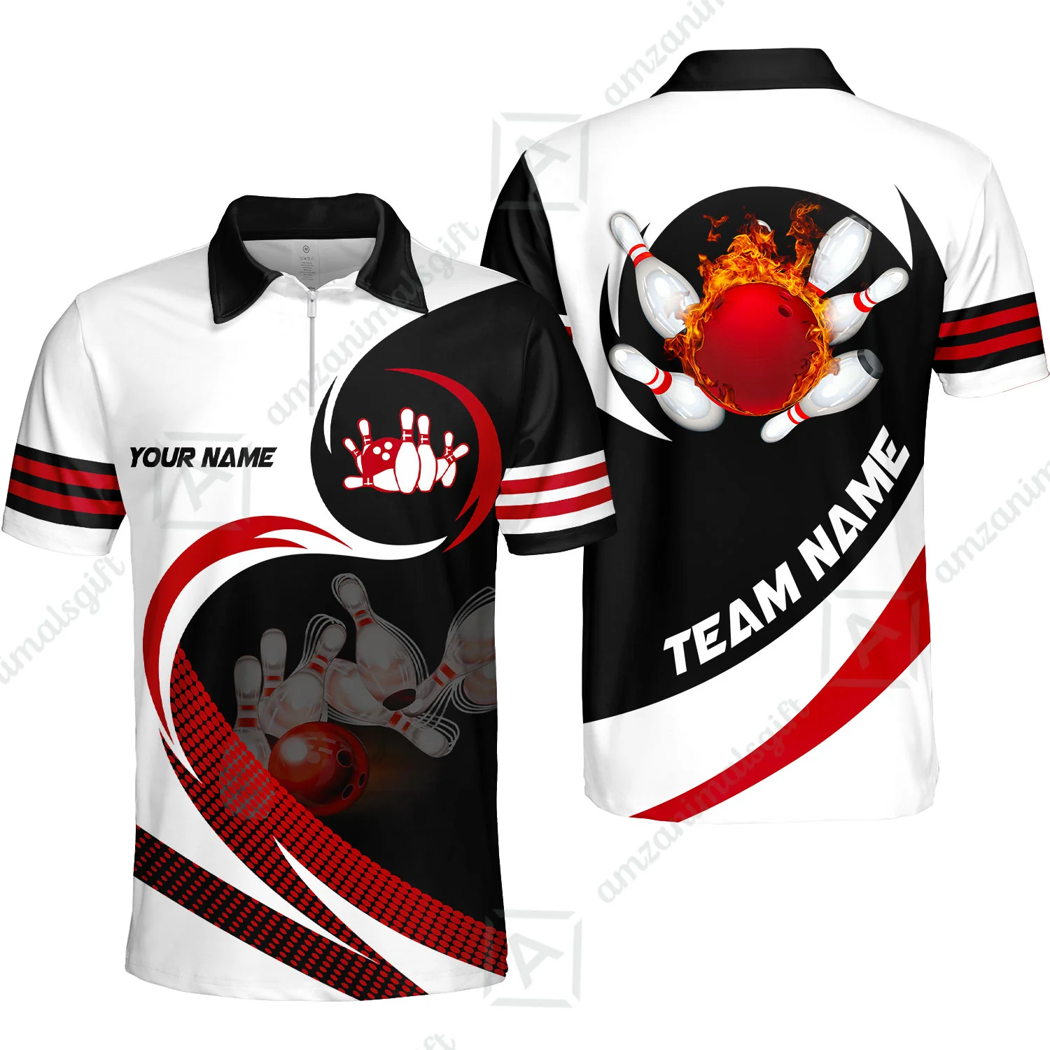 Custom Bowling Team Jersey Shirts, Custom Flame Ball Bowling Uniforms Unisex Polo, Multi Colors Personalized Name And Team Name - Image 13