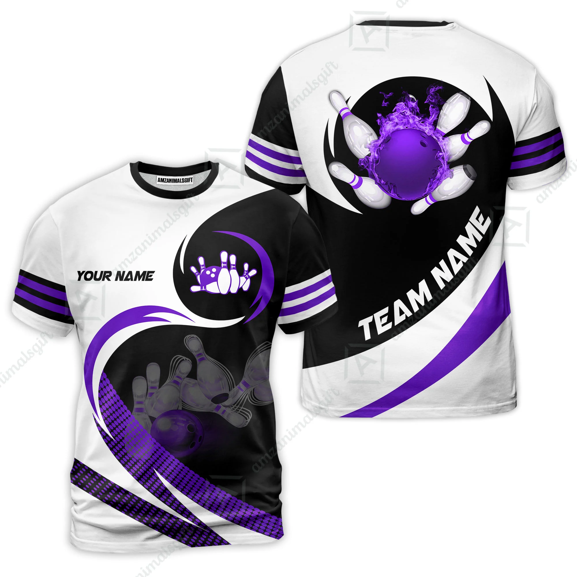Custom Bowling Team Jersey Shirts, Custom Flame Ball Bowling Uniforms Unisex Polo, Multi Colors Personalized Name And Team Name - Image 16