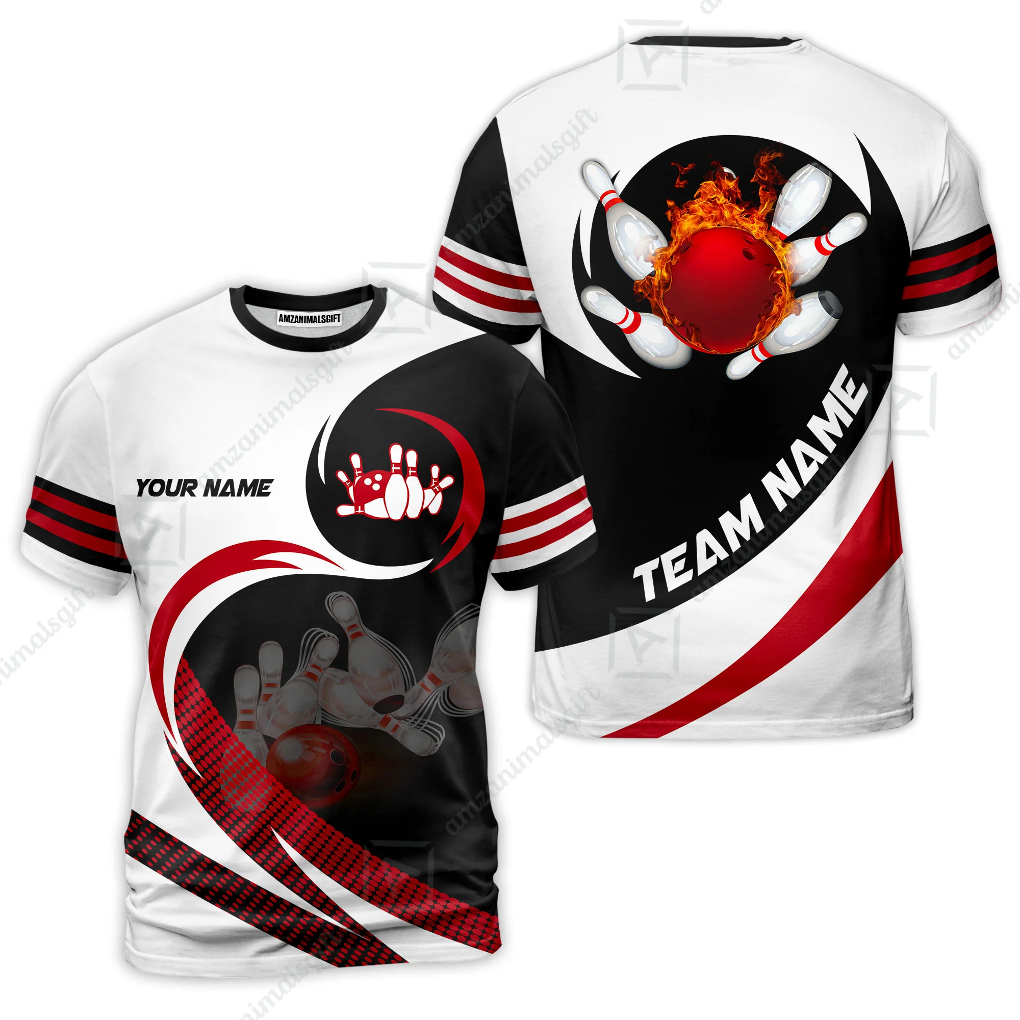 Custom Bowling Team Jersey Shirts, Custom Flame Ball Bowling Uniforms Unisex Polo, Multi Colors Personalized Name And Team Name - Image 17