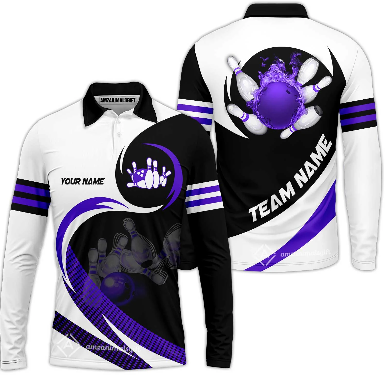 Custom Bowling Team Jersey Shirts, Custom Flame Ball Bowling Uniforms Unisex Polo, Multi Colors Personalized Name And Team Name - Image 31