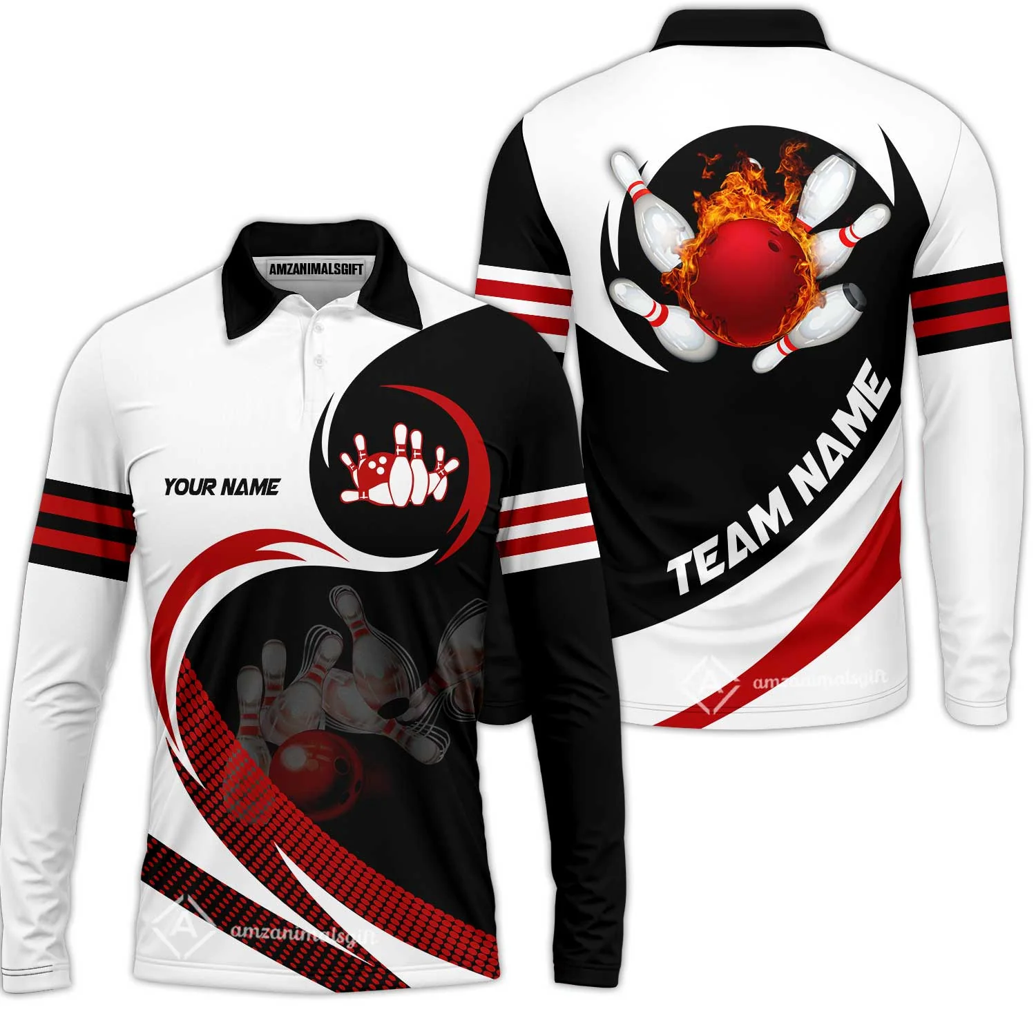 Custom Bowling Team Jersey Shirts, Custom Flame Ball Bowling Uniforms Unisex Polo, Multi Colors Personalized Name And Team Name - Image 33