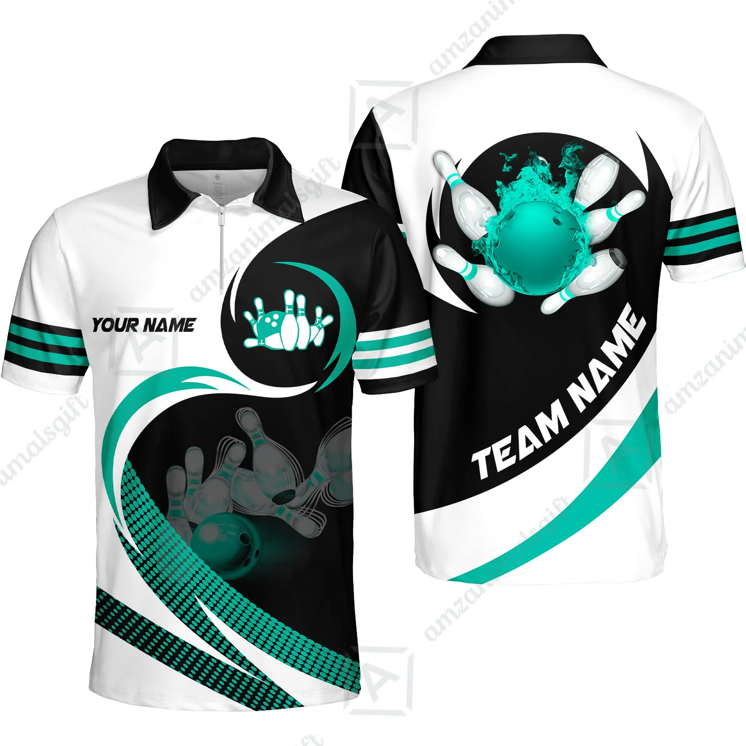 Custom Bowling Team Jersey Shirts, Custom Flame Ball Bowling Uniforms Unisex Polo, Multi Colors Personalized Name And Team Name - Image 5