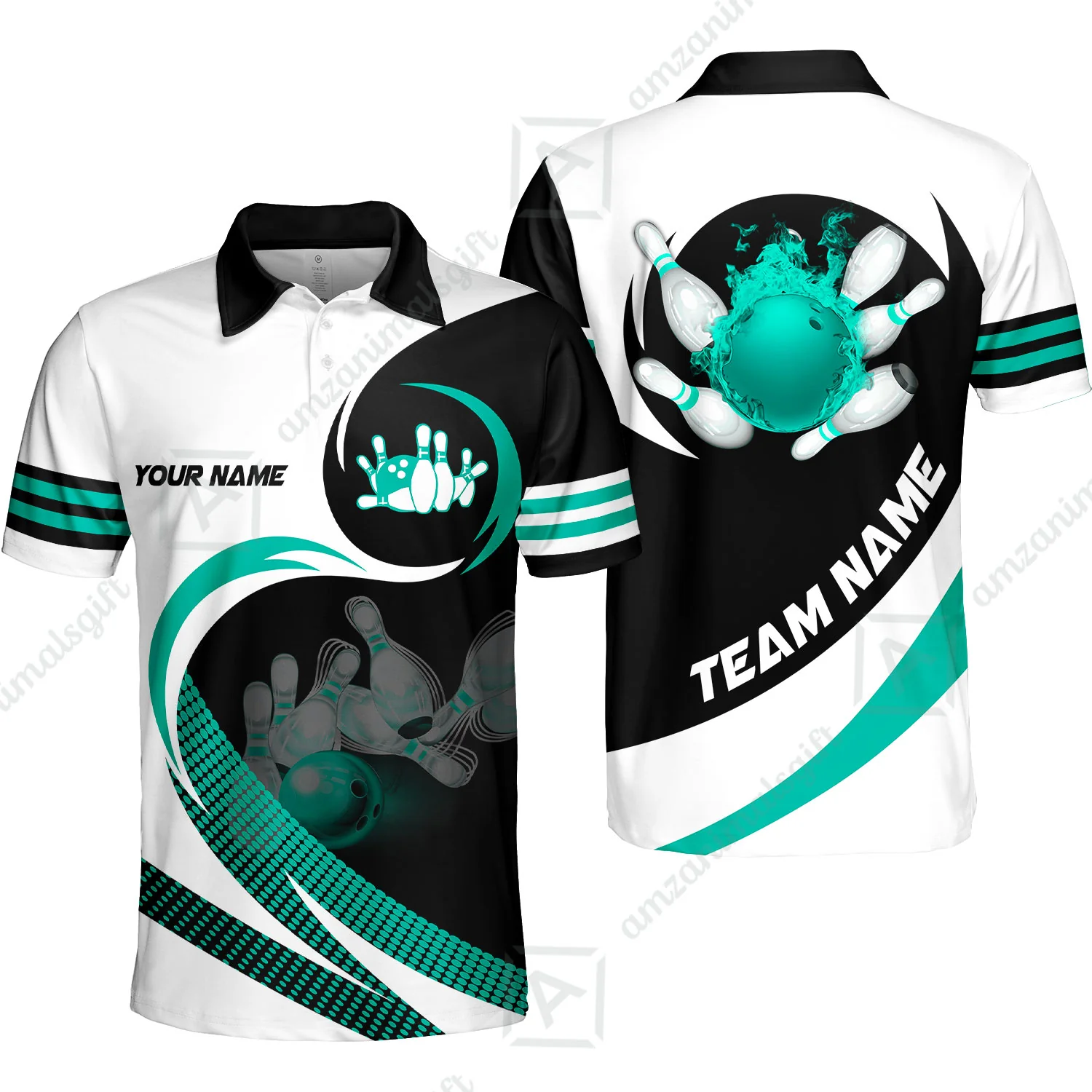 Custom Bowling Team Jersey Shirts, Custom Flame Ball Bowling Uniforms Unisex Polo, Multi Colors Personalized Name And Team Name - Image 7