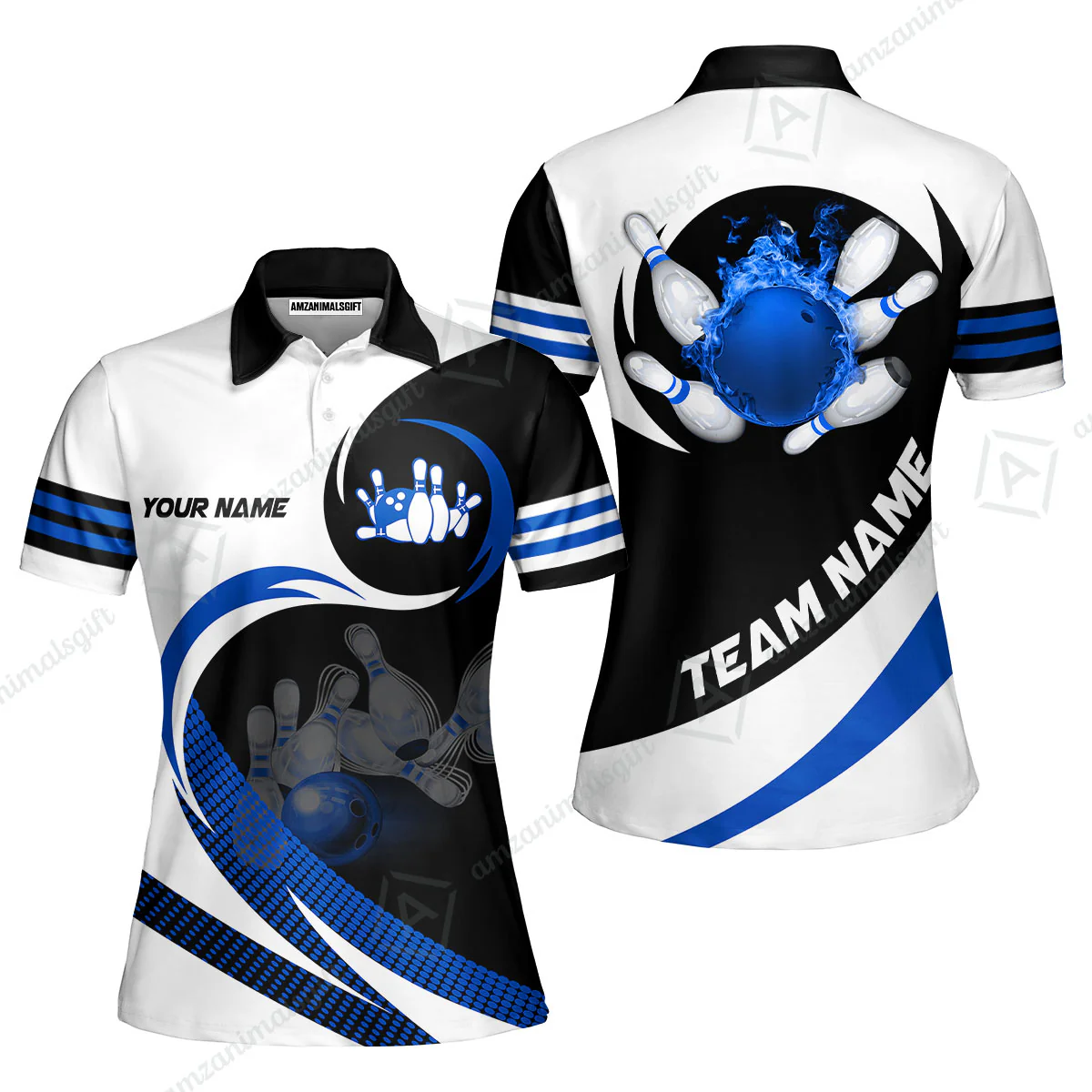 Custom Bowling Team Jersey Shirts, Custom Flame Ball Bowling Uniforms Unisex Polo, Multi Colors Personalized Name And Team Name - Image 8
