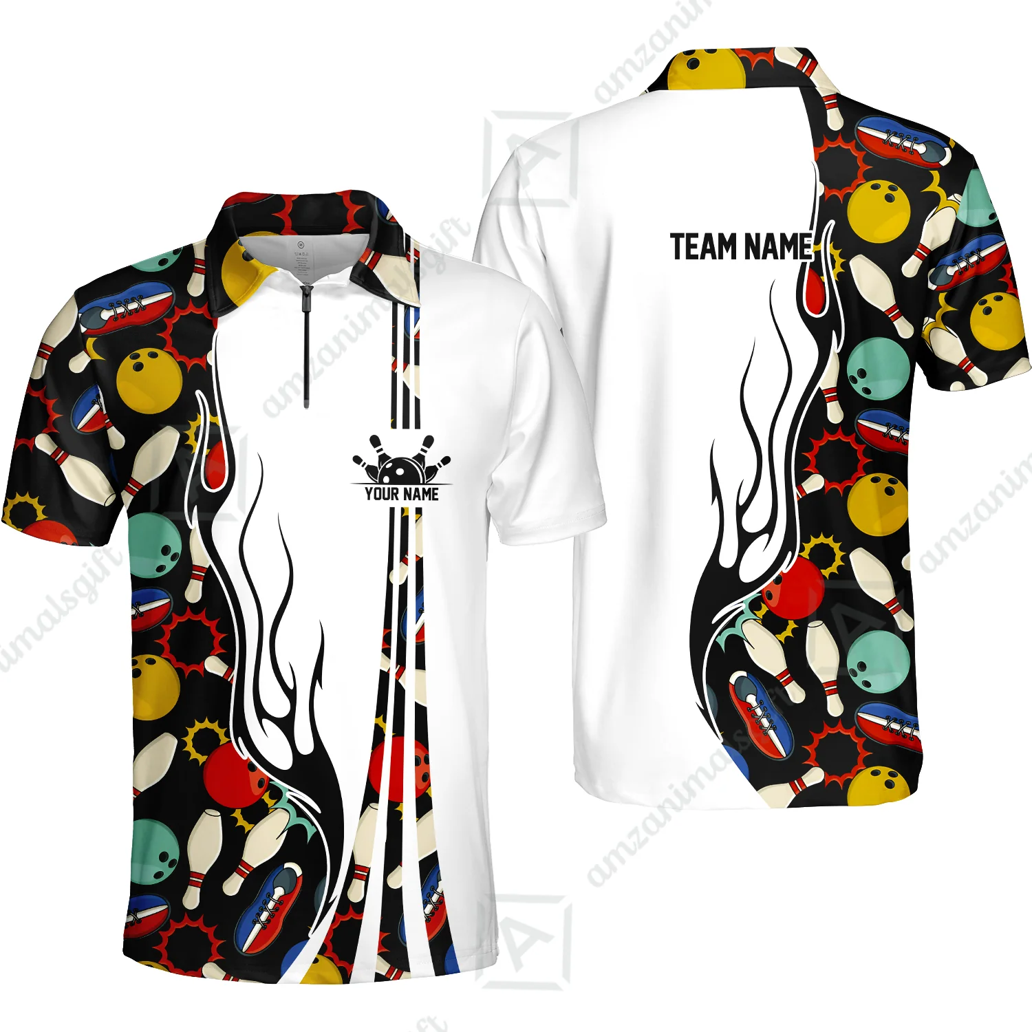 Custom Bowling Team Jerseys Polo Shirts, Custom Multi Color Icon Bowling Uniforms Jerseys, Personalized Name And Team Name - Image 11