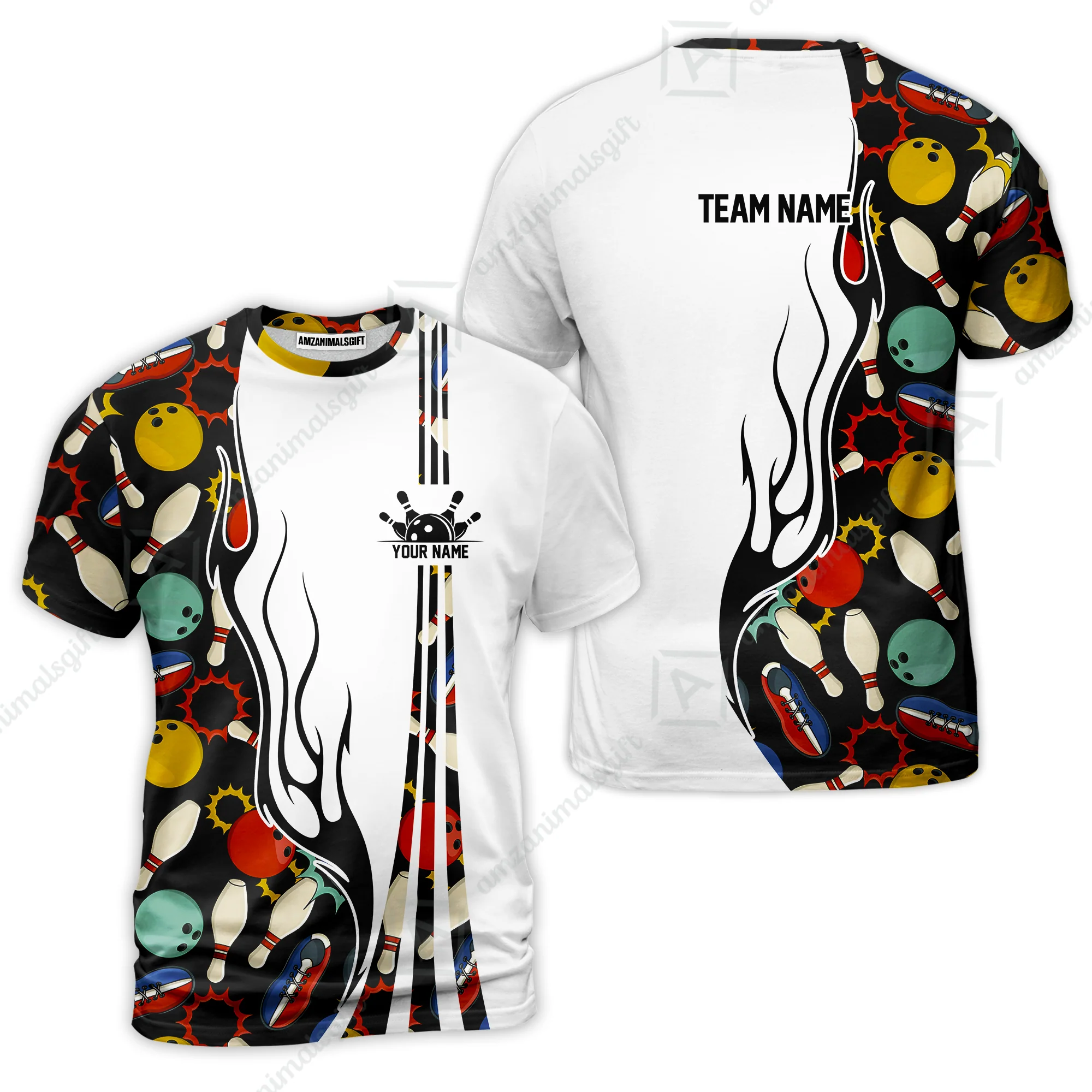 Custom Bowling Team Jerseys Polo Shirts, Custom Multi Color Icon Bowling Uniforms Jerseys, Personalized Name And Team Name - Image 12