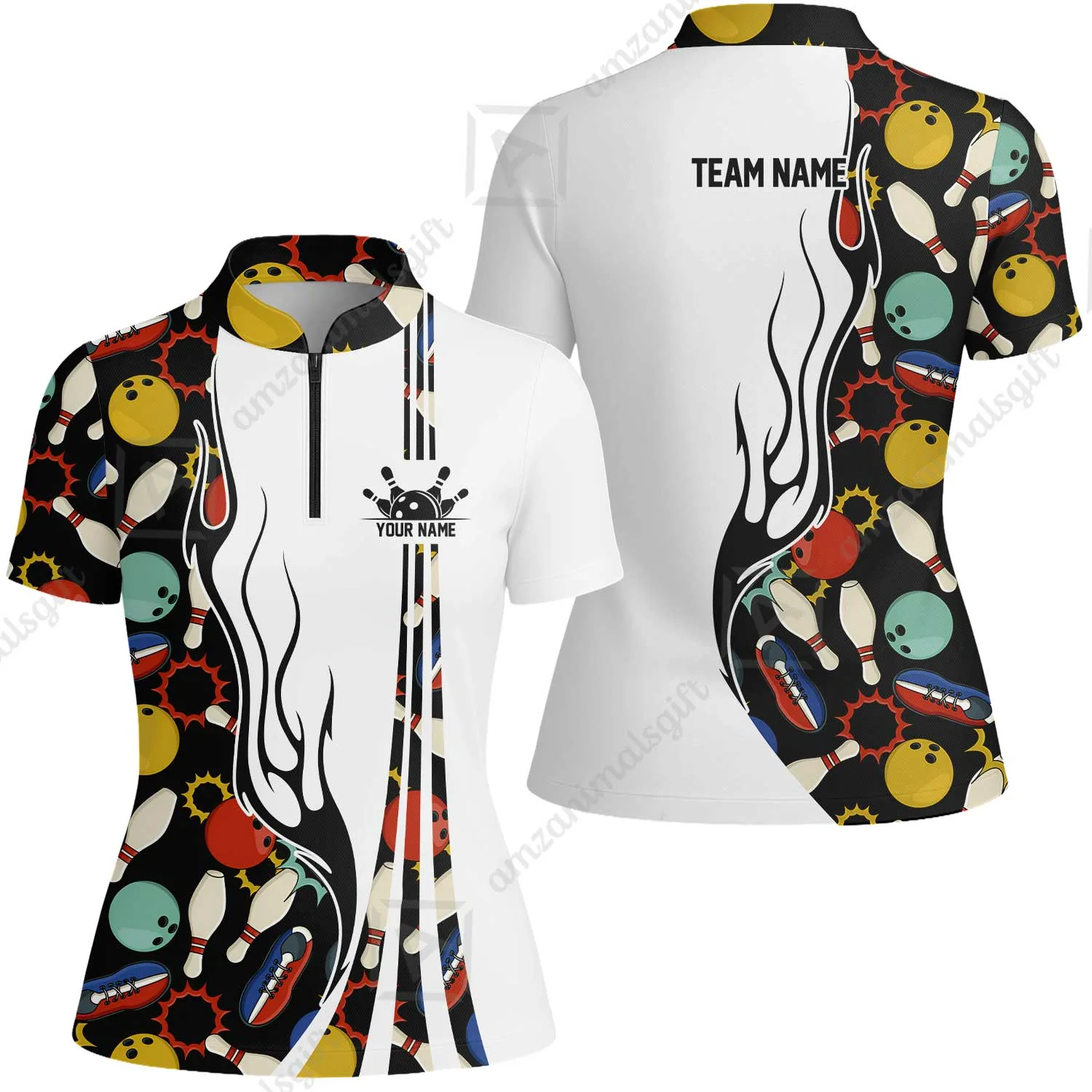 Custom Bowling Team Jerseys Polo Shirts, Custom Multi Color Icon Bowling Uniforms Jerseys, Personalized Name And Team Name - Image 15
