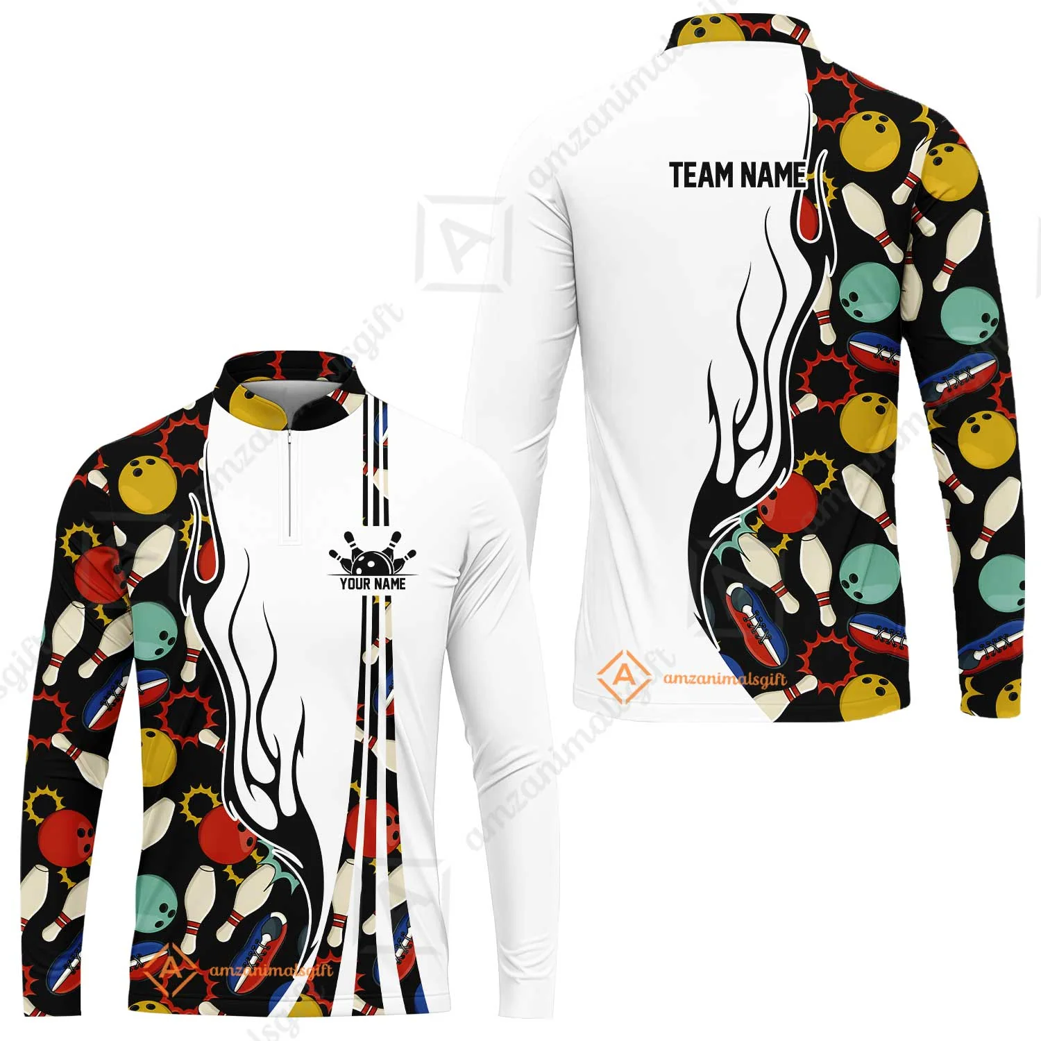 Custom Bowling Team Jerseys Polo Shirts, Custom Multi Color Icon Bowling Uniforms Jerseys, Personalized Name And Team Name - Image 8