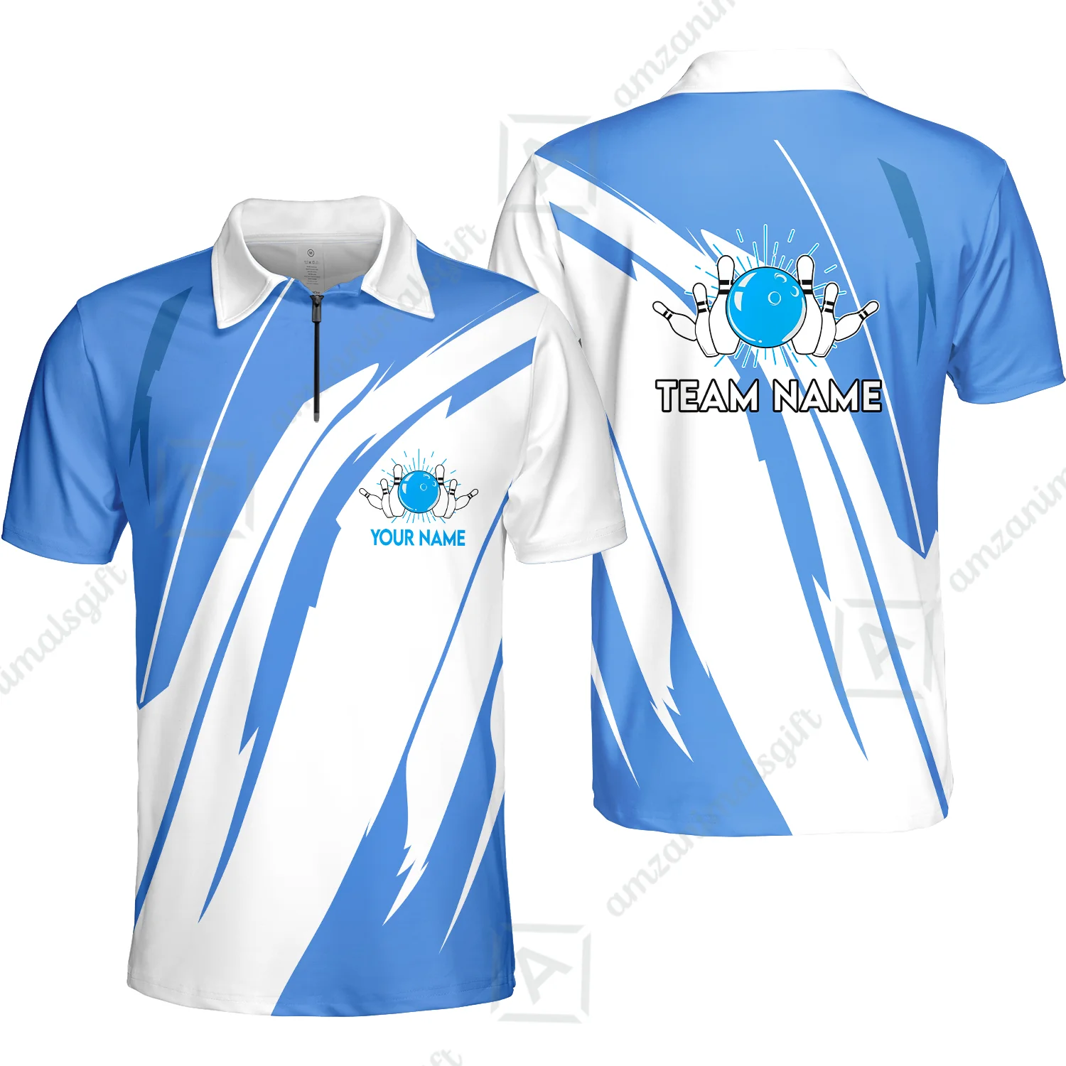 Custom Bowling Team Jerseys Polo Shirts, Ocean Blue Yellow Bowling uniforms, Custom Bowling Shirts With Personalized Name And Team Name - Image 12
