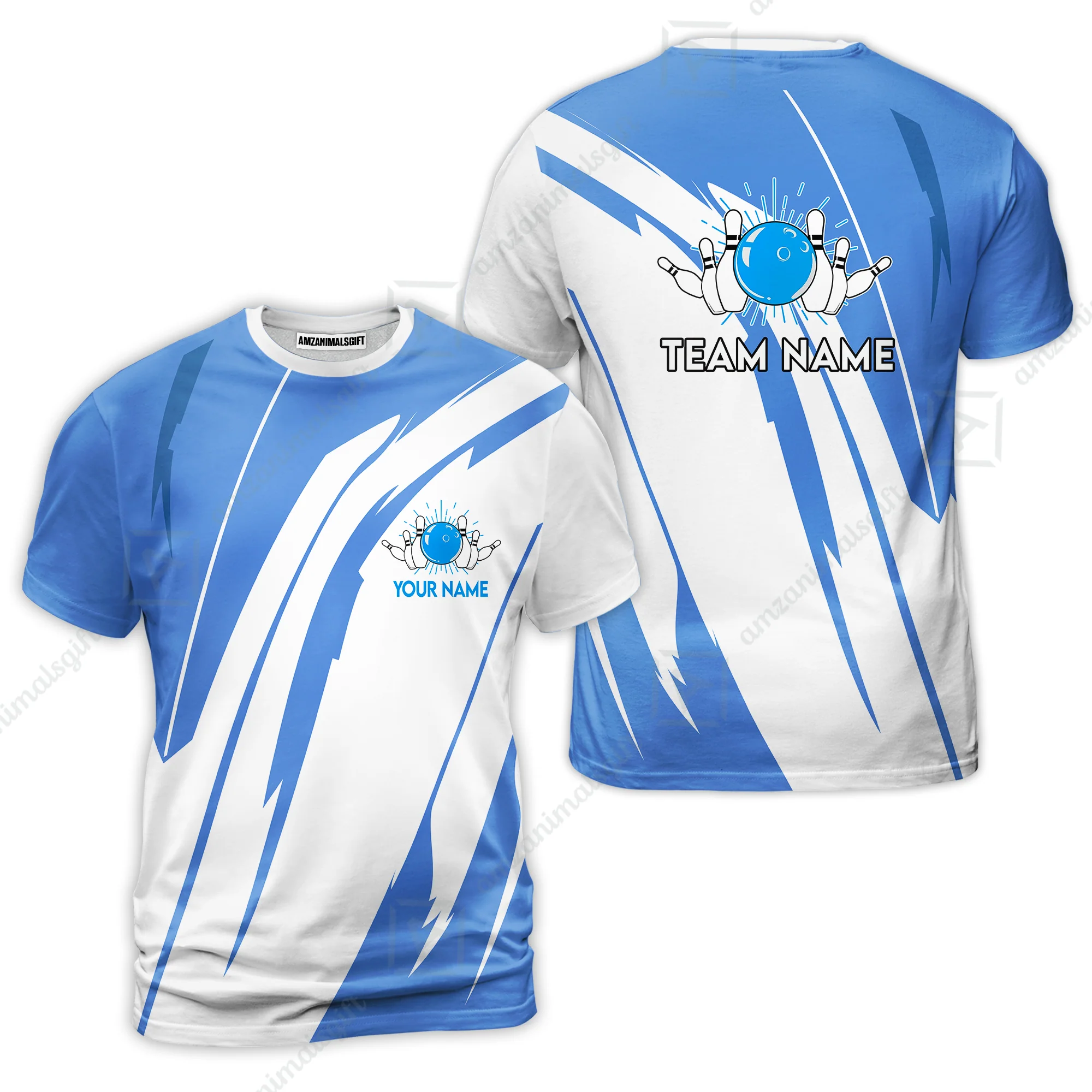 Custom Bowling Team Jerseys Polo Shirts, Ocean Blue Yellow Bowling uniforms, Custom Bowling Shirts With Personalized Name And Team Name - Image 14