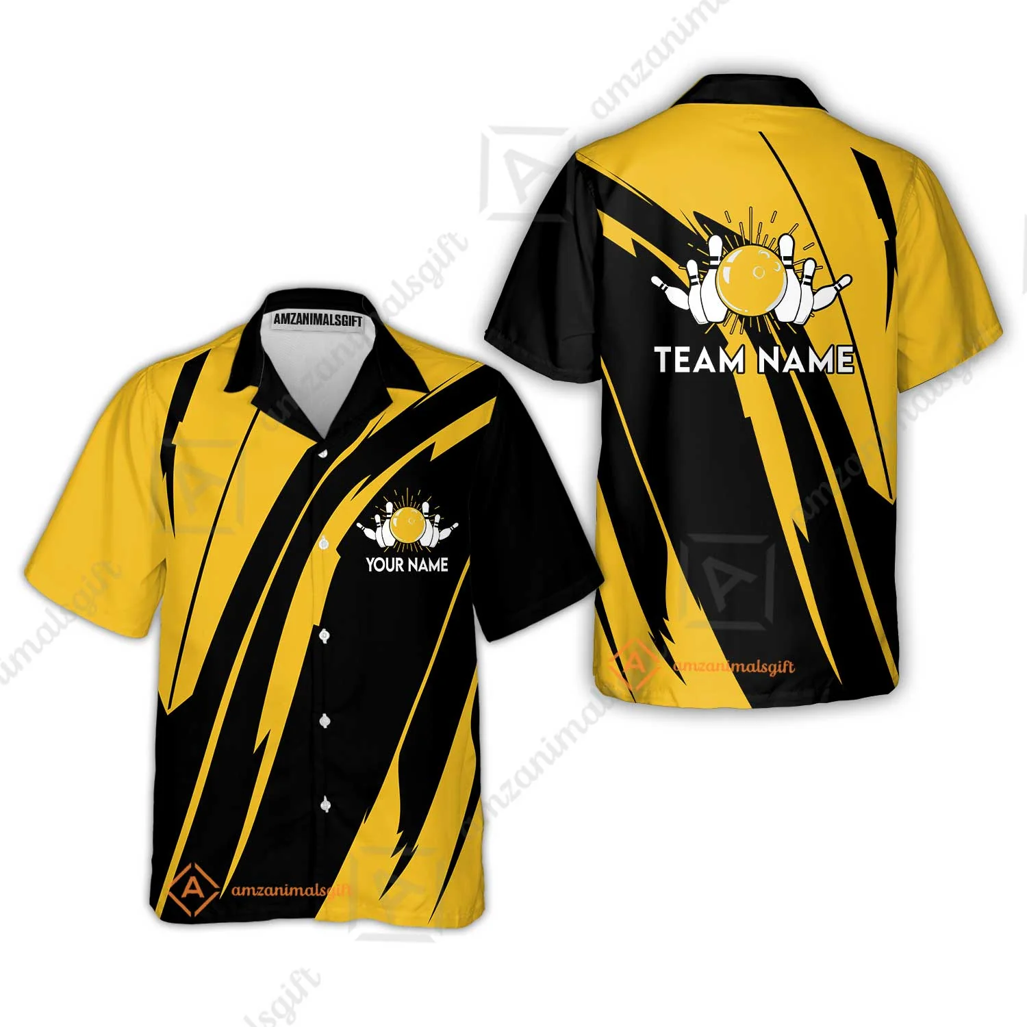 Custom Bowling Team Jerseys Polo Shirts, Ocean Blue Yellow Bowling uniforms, Custom Bowling Shirts With Personalized Name And Team Name - Image 17
