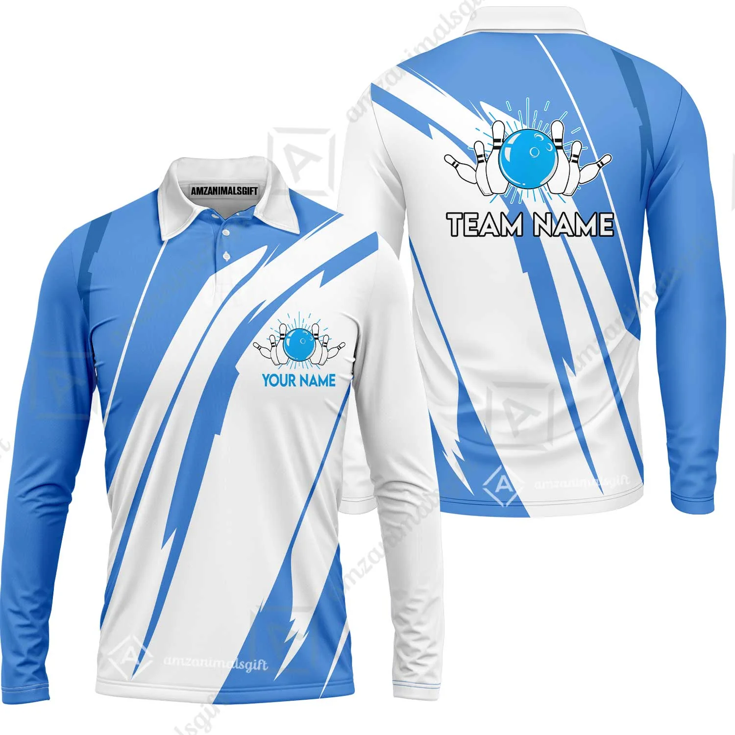Custom Bowling Team Jerseys Polo Shirts, Ocean Blue Yellow Bowling uniforms, Custom Bowling Shirts With Personalized Name And Team Name - Image 18