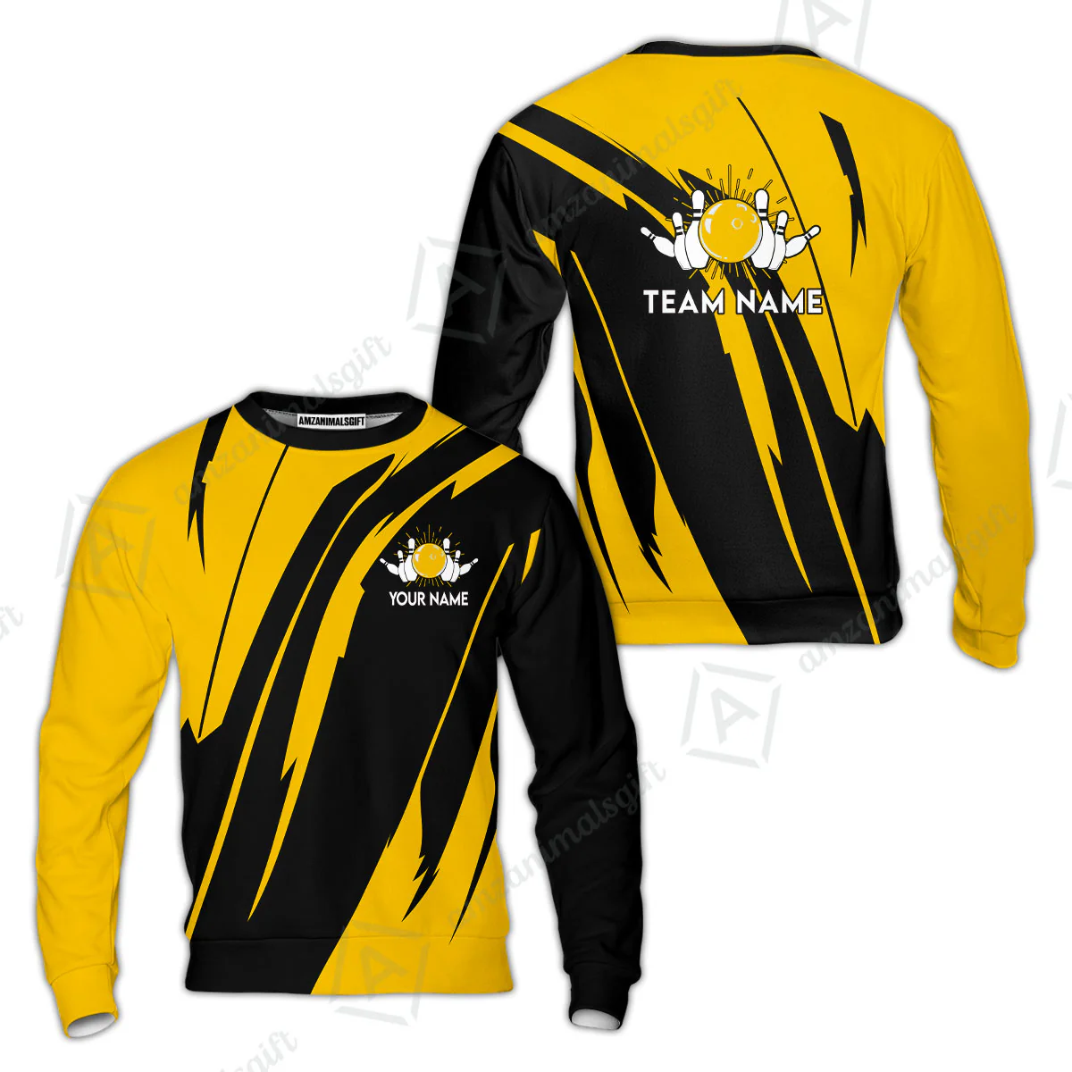 Custom Bowling Team Jerseys Polo Shirts, Ocean Blue Yellow Bowling uniforms, Custom Bowling Shirts With Personalized Name And Team Name - Image 23