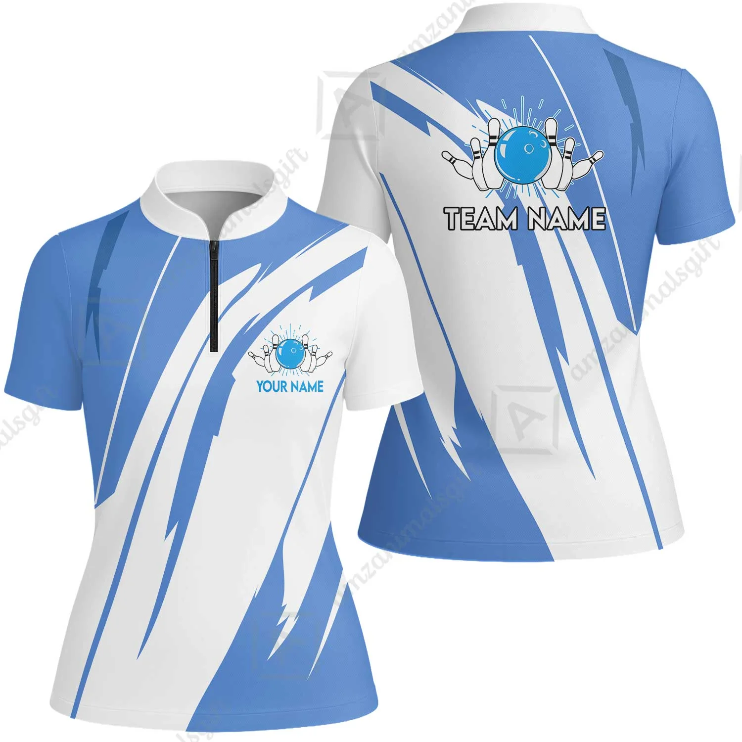 Custom Bowling Team Jerseys Polo Shirts, Ocean Blue Yellow Bowling uniforms, Custom Bowling Shirts With Personalized Name And Team Name - Image 28