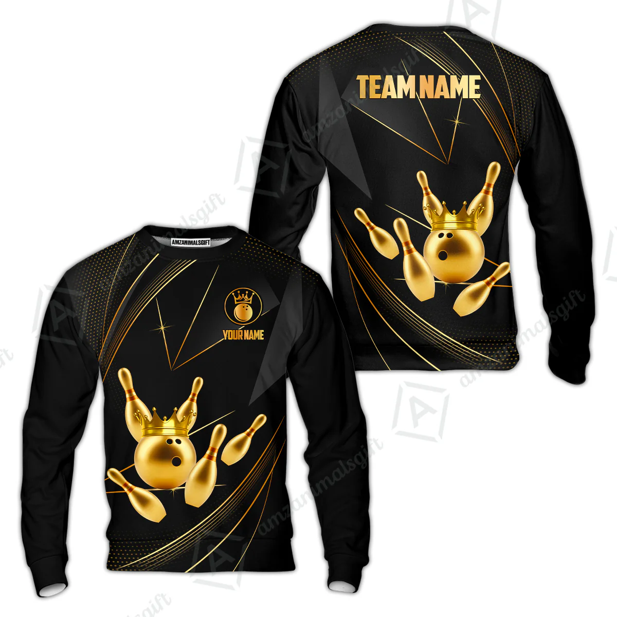 Custom bowling uniforms, Bowling Jerseys Shirts, Bowling Ball & Pins Premium Crown Customized Name And Team Name For Bowling Team Men Women - Image 18