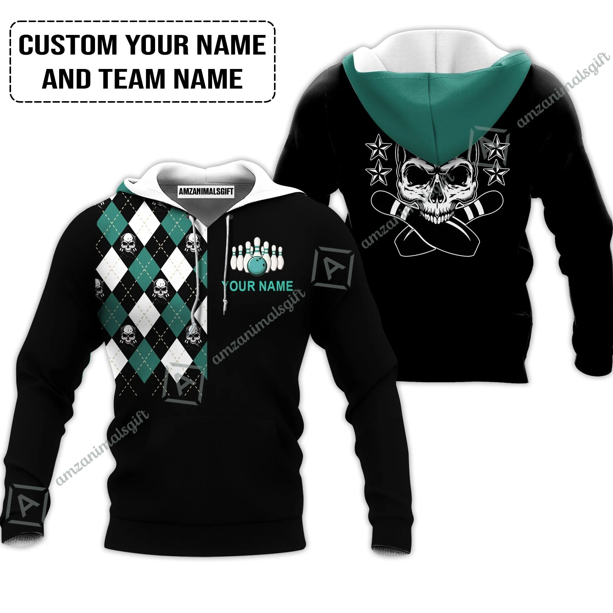 Custom Bowling Women Polo Shirt - Custom Name Skull Black Bowling Personalized Women Polo Shirt - Image 4