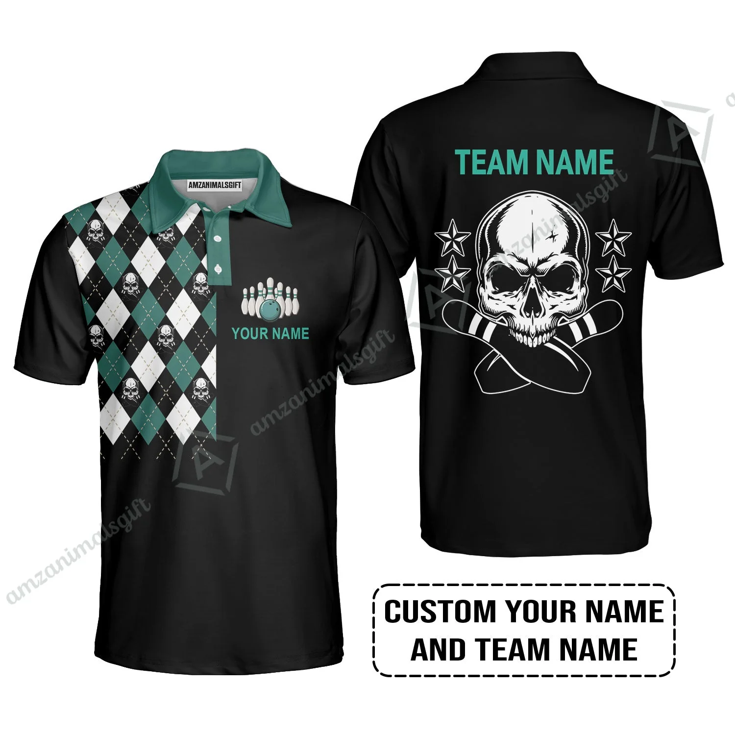 Custom Bowling Women Sleeveless Polo Shirt - Custom Name Skull Black Bowling Personalized Women Sleeveless Polo Shirt - Image 8