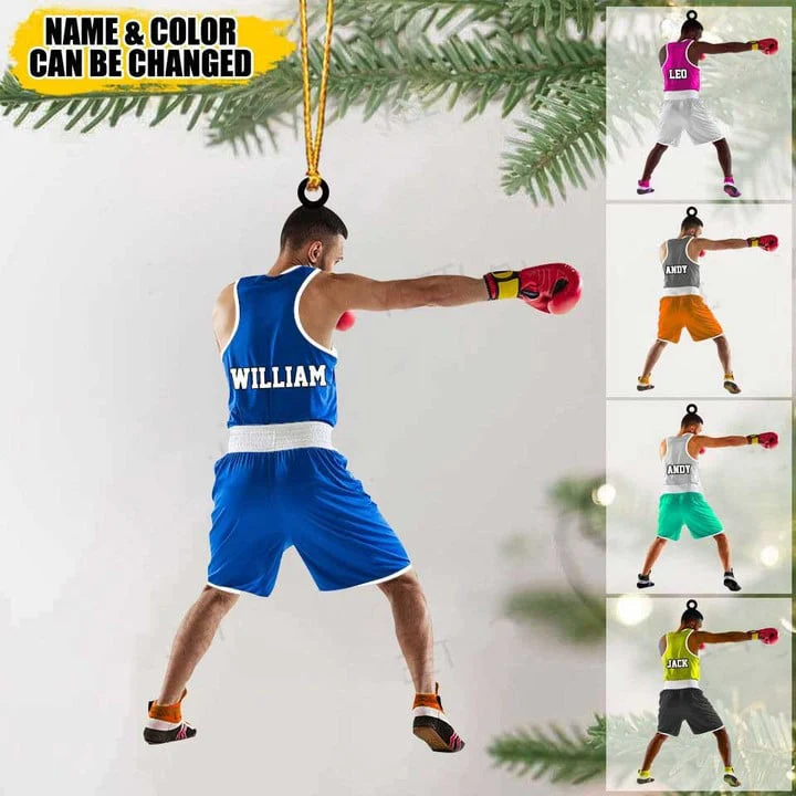 Custom Boxer Acrylic Christmas Ornament, Personalized Boxer Man Acrylic Ornament For Boxer Lover, Christmas, New Year - Image 2