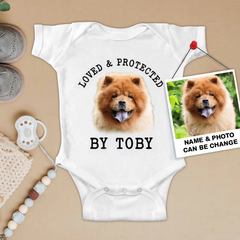 Custom Chow Chow Baby Onesies, Loved & Protected By Custom Dog Baby Onesies, Personalized Onesies, Newborn Onesies - Perfect Gift For Baby, Baby Gift Onesie - Image 2