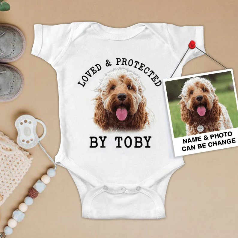 Custom Cockapoo Baby Onesies, Loved & Protected By Custom Dog Baby Onesies, Personalized Onesies, Newborn Onesies - Perfect Gift For Baby, Baby Gift Onesie - Image 2