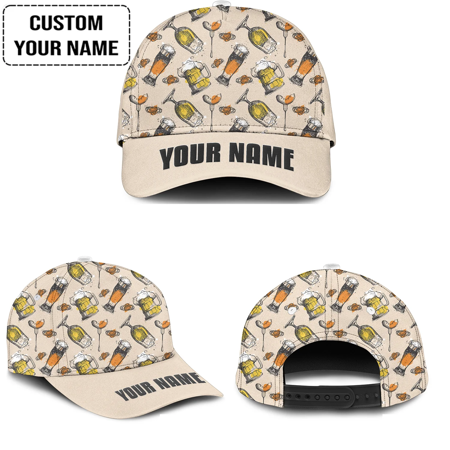 Custom Cream Black Beer Pattern Design Oktoberfest Beer Festival Performance Baseball Jersey - Image 6