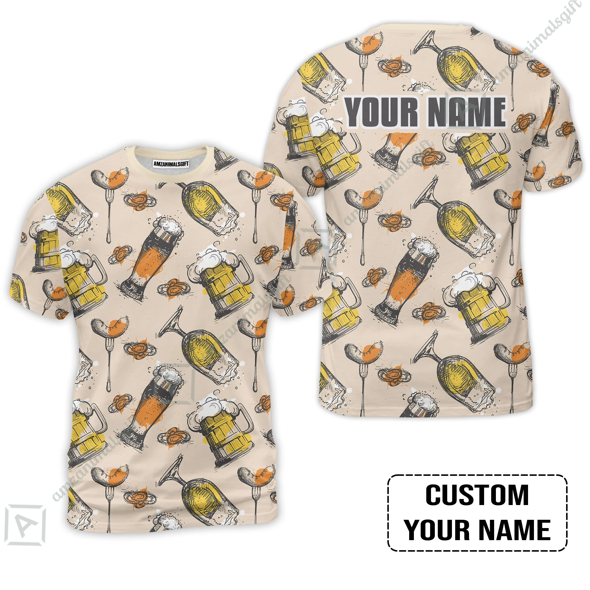 Custom Cream Black Beer Pattern Design Oktoberfest Beer Festival Performance Baseball Jersey - Image 3