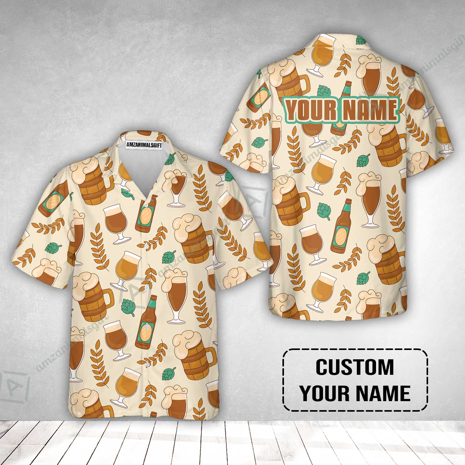 Custom Cream Pattern Design Oktoberfest Beer Festival Performance Hawaiian Shirt - Image 2