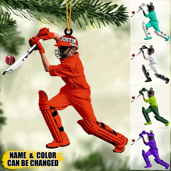 Custom Cricket Acrylic Christmas Ornament, Personalized Cricket Player Acrylic Ornament For Cricket Lover, Christmas, New Year