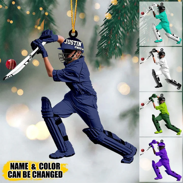 Custom Cricket Acrylic Christmas Ornament, Personalized Cricket Player Acrylic Ornament For Cricket Lover, Christmas, New Year - Image 2