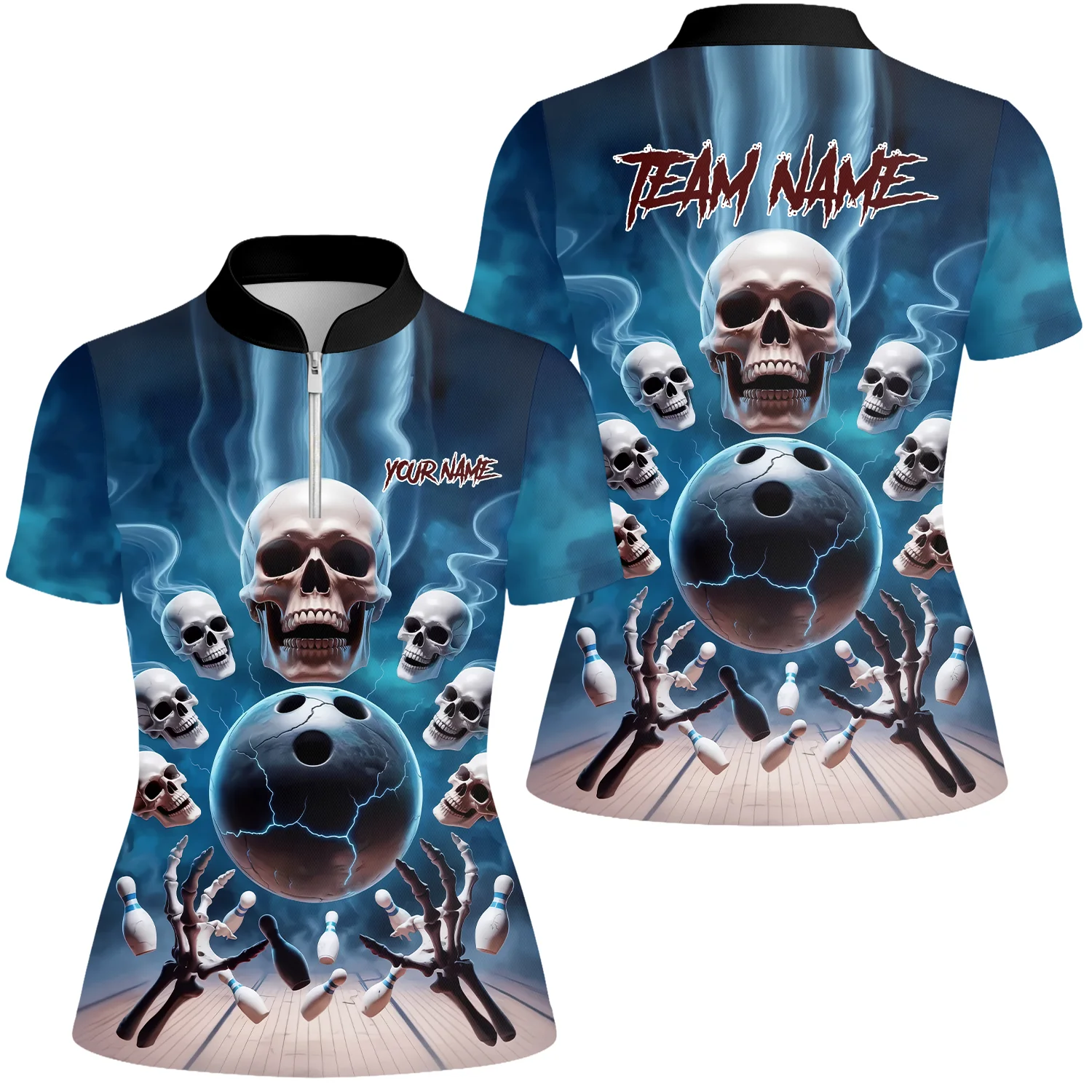 Custom Dark Fantasy Skeleton Bowling Team Jersey, Bowling Uniforms, Personalize Name And Team Name - Image 10