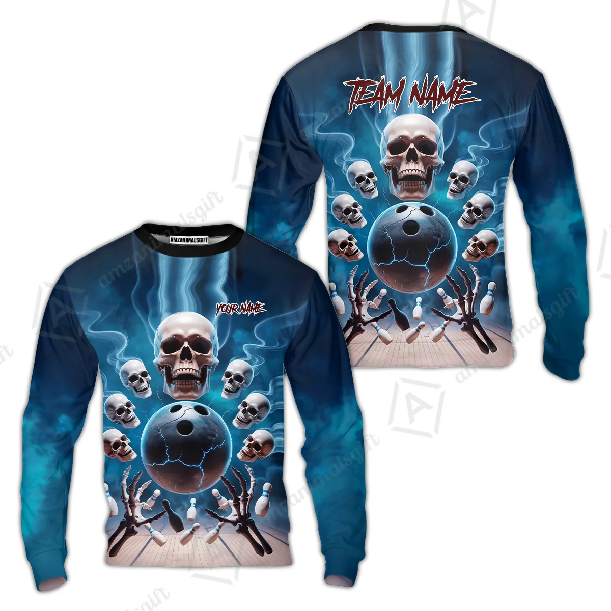 Custom Dark Fantasy Skeleton Bowling Team Jersey, Bowling Uniforms, Personalize Name And Team Name - Image 11
