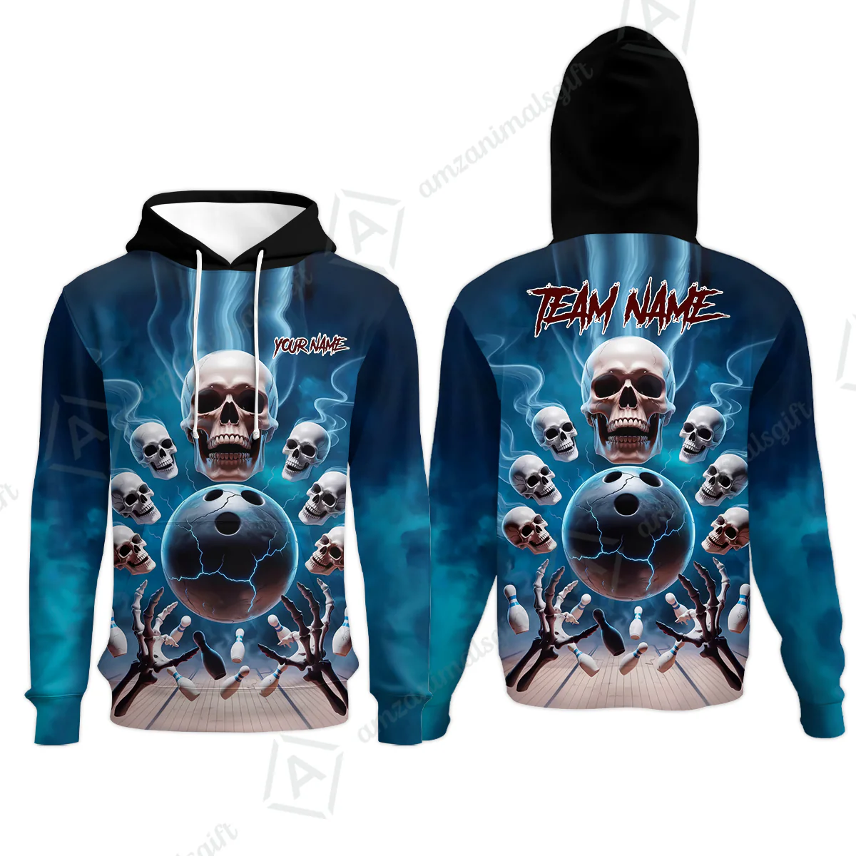 Custom Dark Fantasy Skeleton Bowling Team Jersey, Bowling Uniforms, Personalize Name And Team Name - Image 12