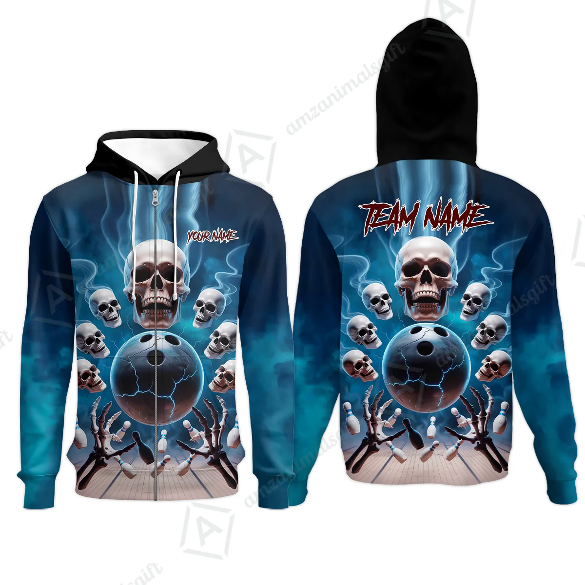 Custom Dark Fantasy Skeleton Bowling Team Jersey, Bowling Uniforms, Personalize Name And Team Name - Image 13