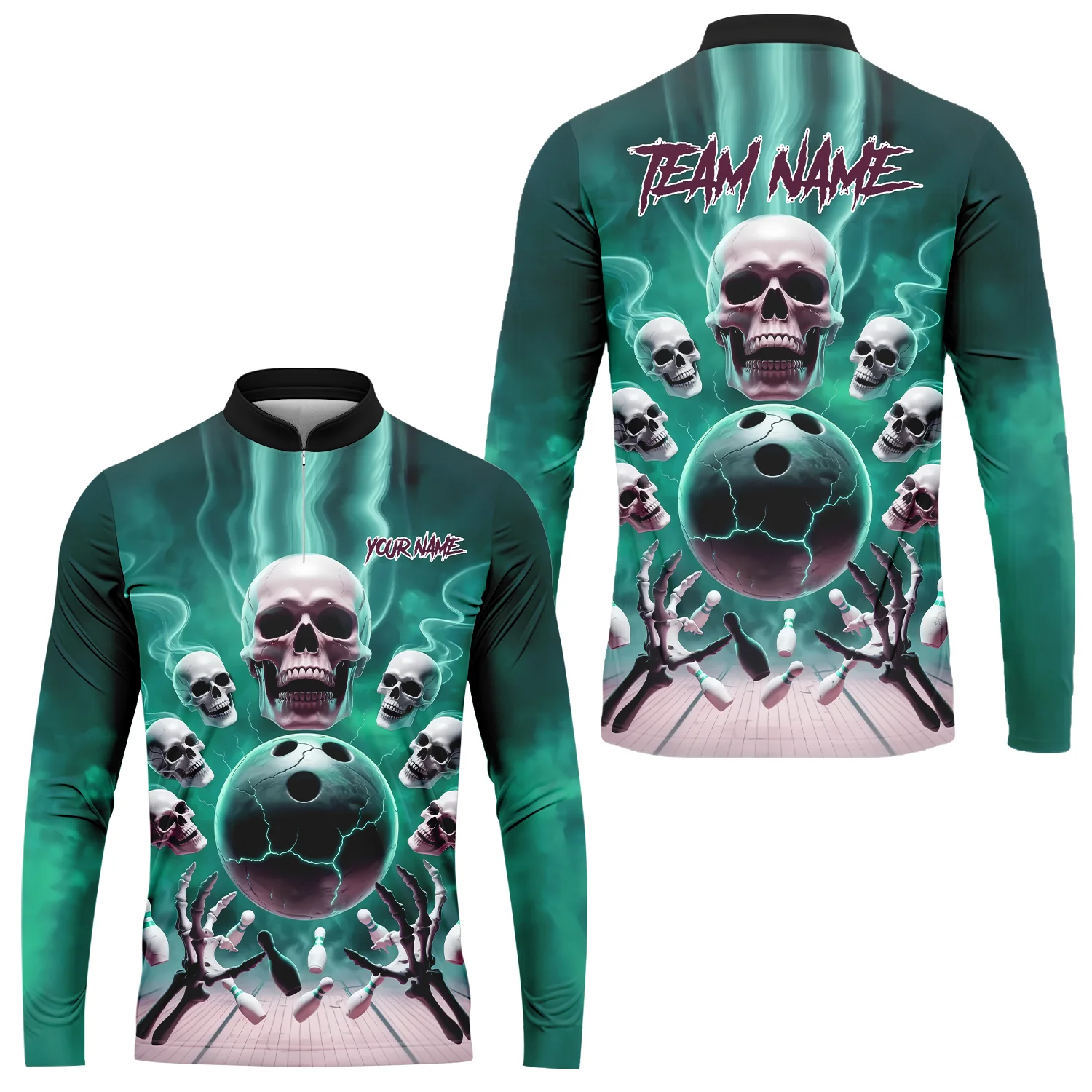 Custom Dark Fantasy Skeleton Bowling Team Jersey, Bowling Uniforms, Personalize Name And Team Name - Image 17