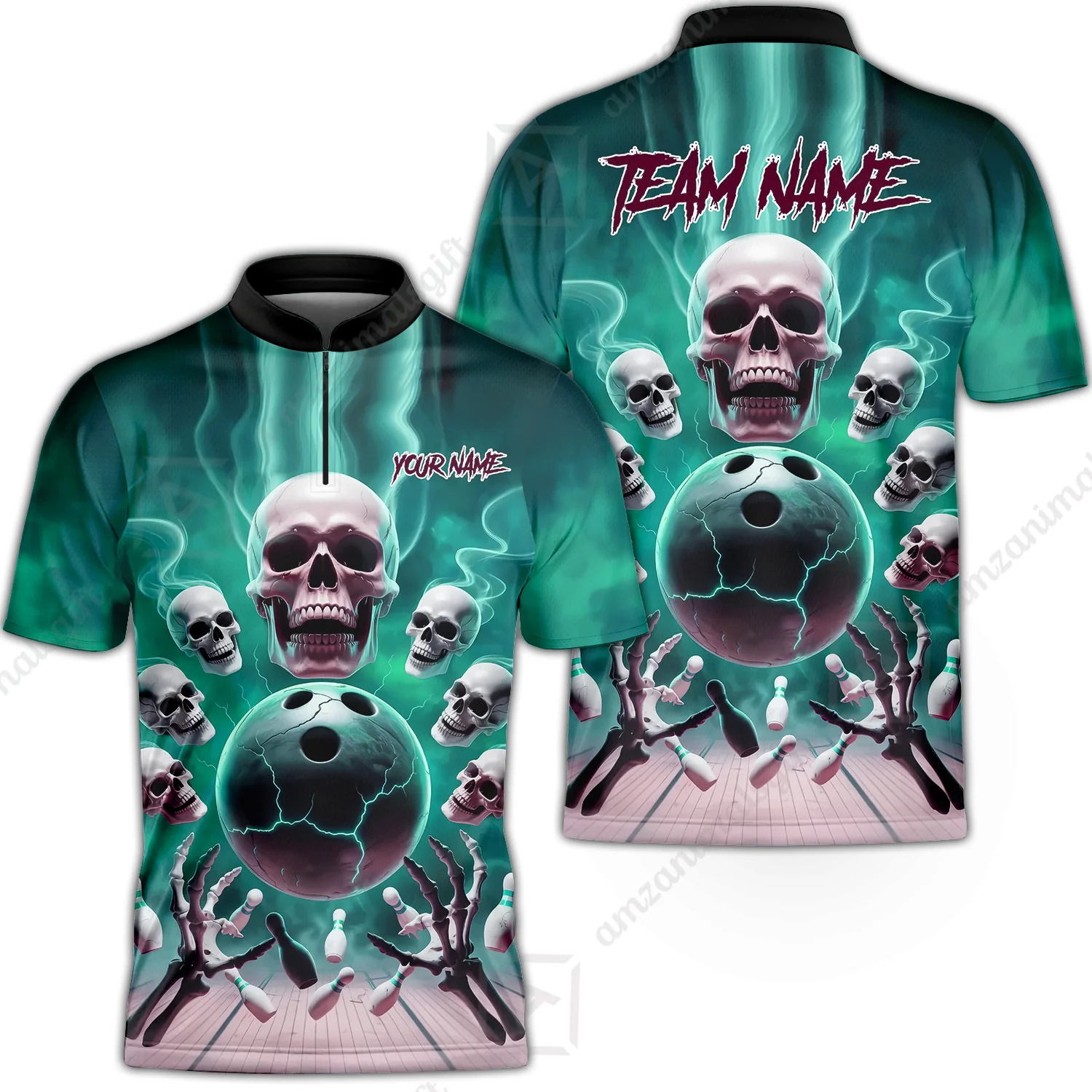 Custom Dark Fantasy Skeleton Bowling Team Jersey, Bowling Uniforms, Personalize Name And Team Name - Image 19