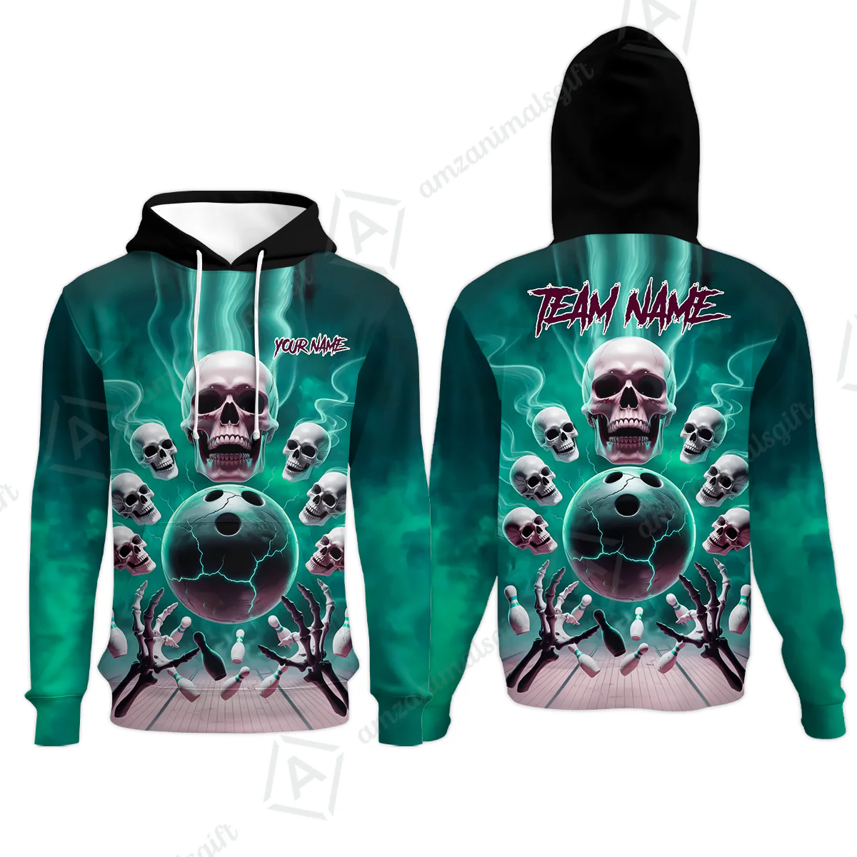 Custom Dark Fantasy Skeleton Bowling Team Jersey, Bowling Uniforms, Personalize Name And Team Name - Image 20