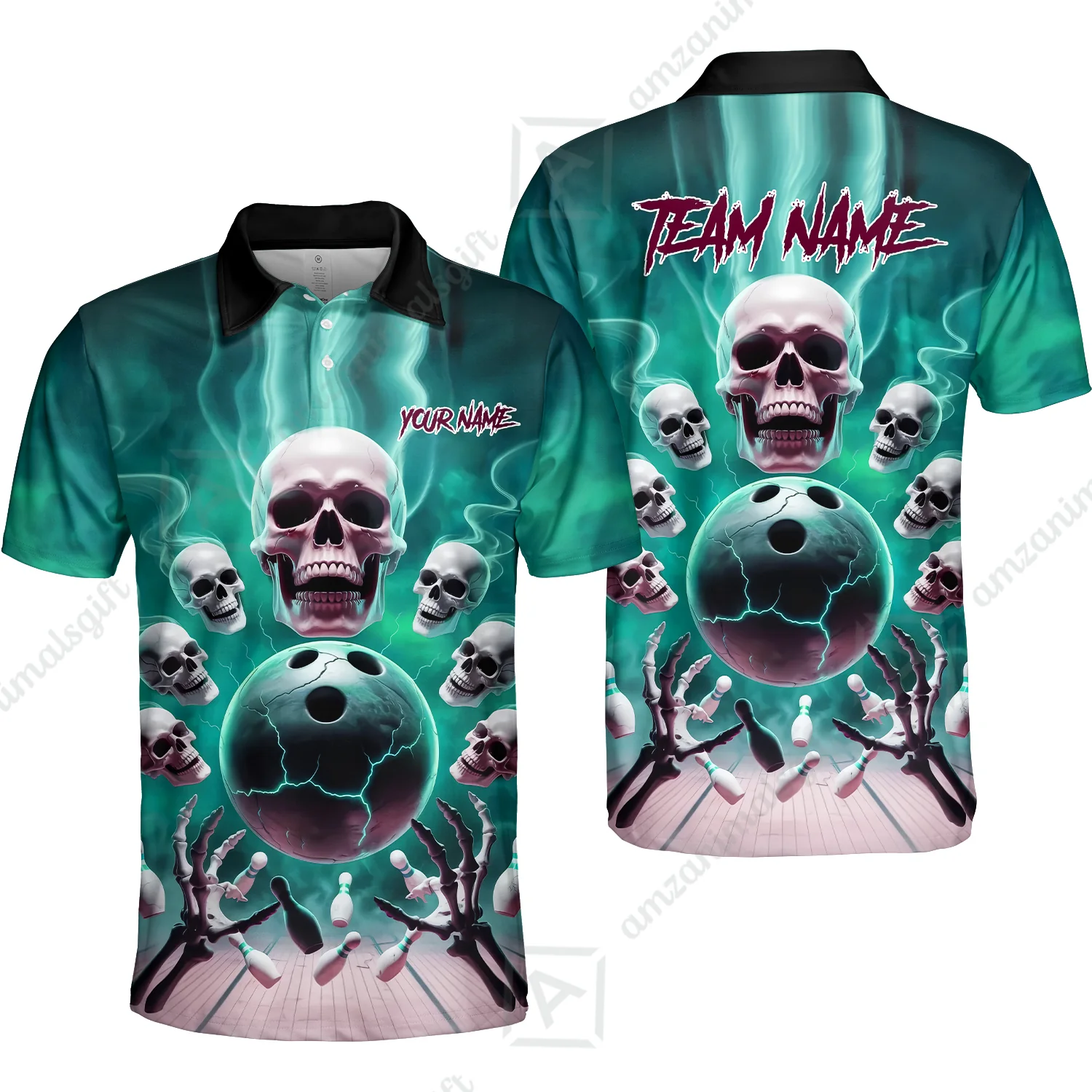Custom Dark Fantasy Skeleton Bowling Team Jersey, Bowling Uniforms, Personalize Name And Team Name - Image 22