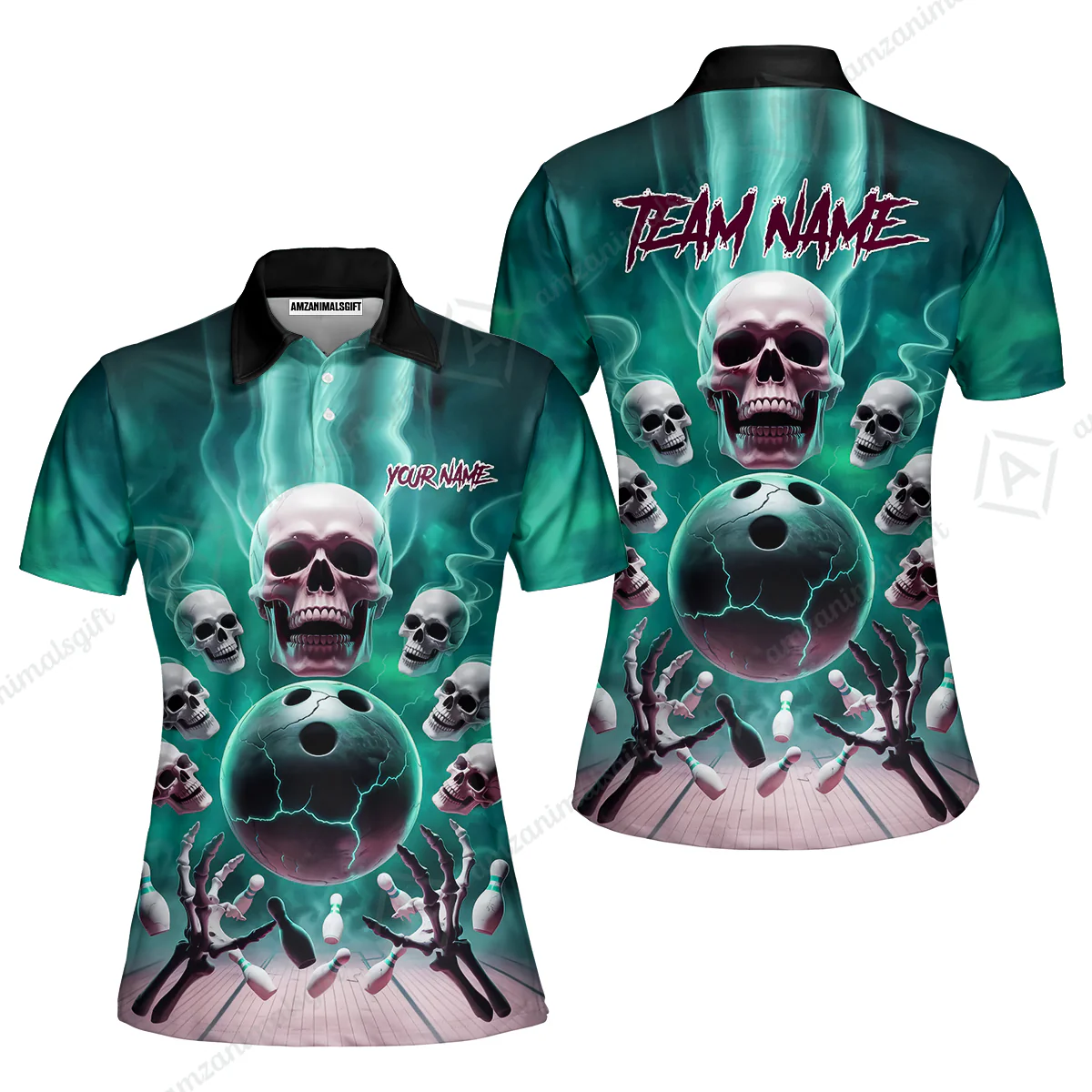Custom Dark Fantasy Skeleton Bowling Team Jersey, Bowling Uniforms, Personalize Name And Team Name - Image 23