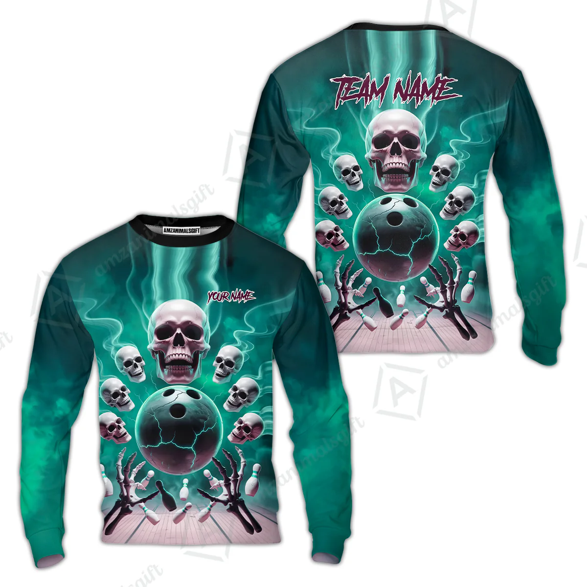 Custom Dark Fantasy Skeleton Bowling Team Jersey, Bowling Uniforms, Personalize Name And Team Name - Image 24