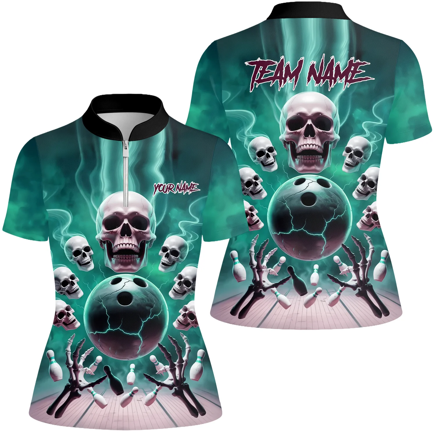 Custom Dark Fantasy Skeleton Bowling Team Jersey, Bowling Uniforms, Personalize Name And Team Name - Image 25
