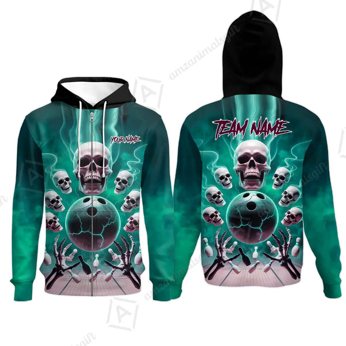 Custom Dark Fantasy Skeleton Bowling Team Jersey, Bowling Uniforms, Personalize Name And Team Name - Image 26